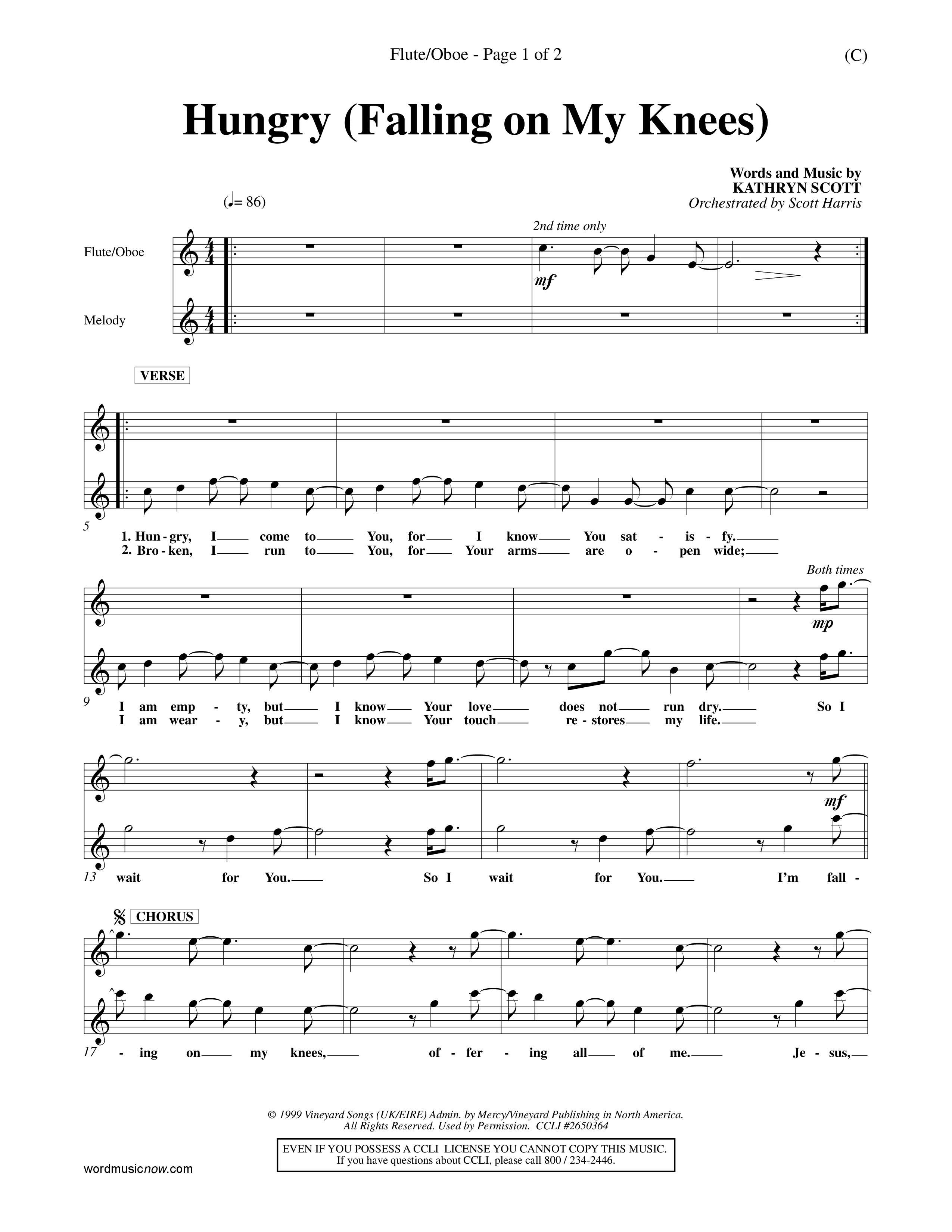 Hungry (Falling On My Knees) (Choral Anthem SATB) Flute/Oboe (Word Music Choral / Orch. Scott Harris)