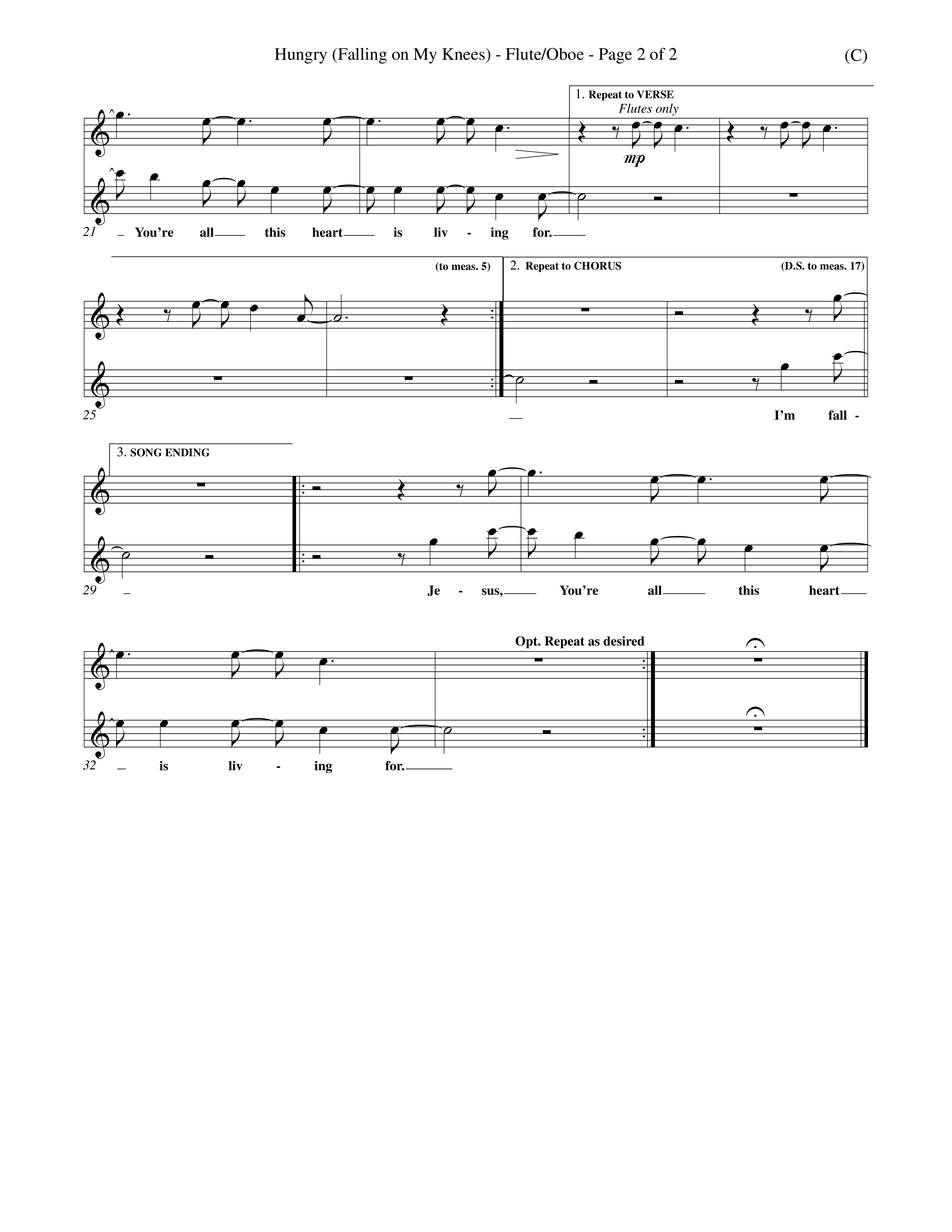 Hungry (Falling On My Knees) (Choral Anthem SATB) Flute/Oboe (Word Music Choral / Orch. Scott Harris)