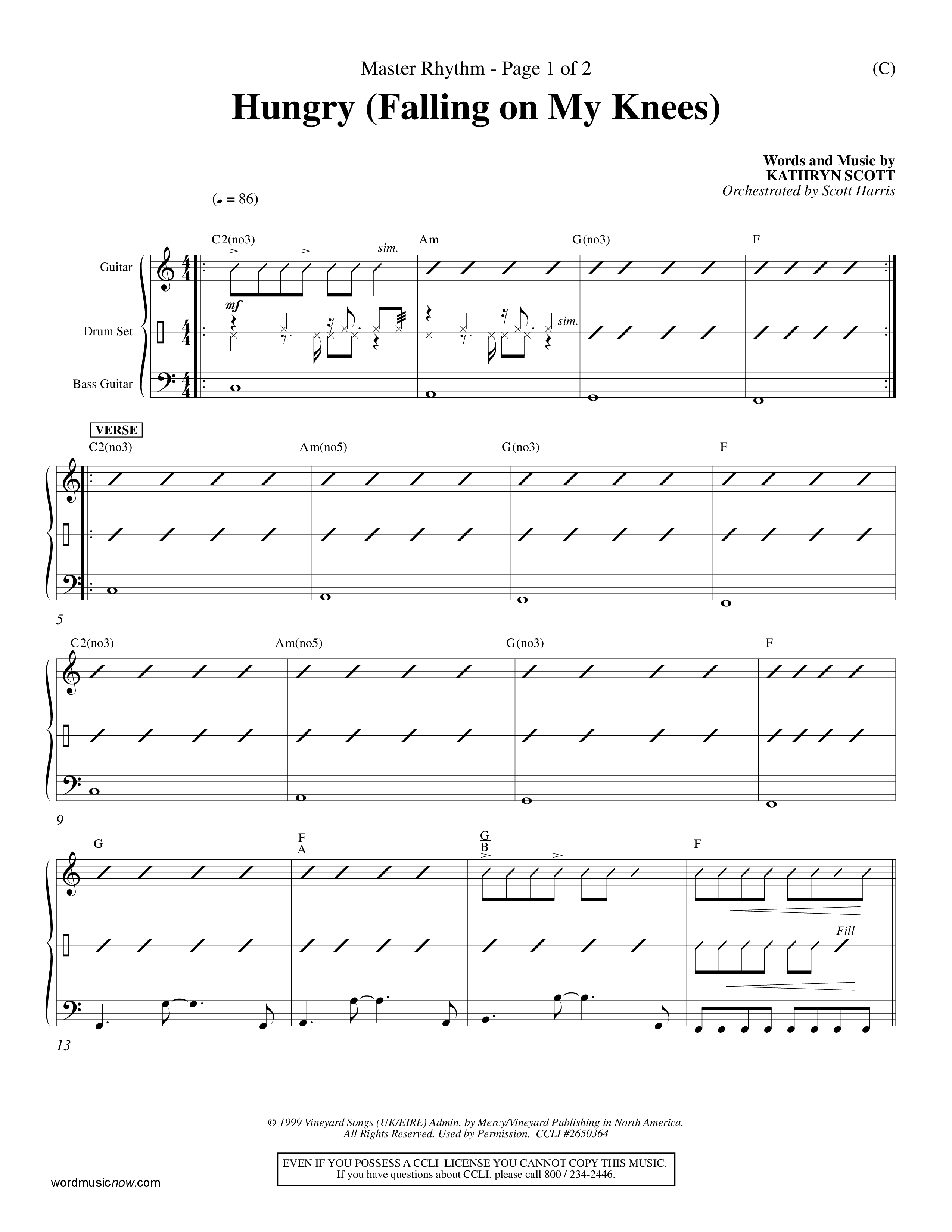 Hungry (Falling On My Knees) (Choral Anthem SATB) Rhythm Chart (Word Music Choral / Orch. Scott Harris)