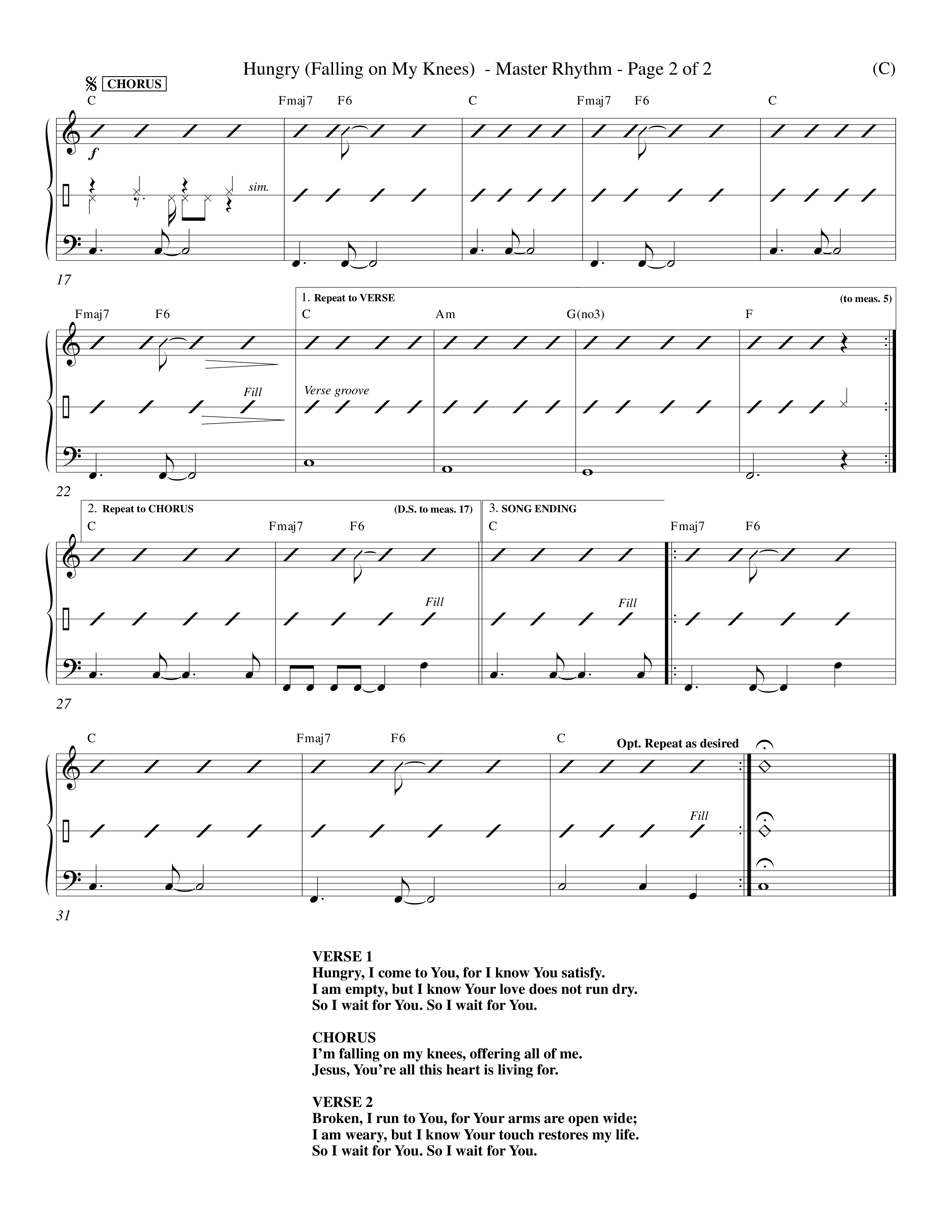 Hungry (Falling On My Knees) (Choral Anthem SATB) Rhythm Chart (Word Music Choral / Orch. Scott Harris)