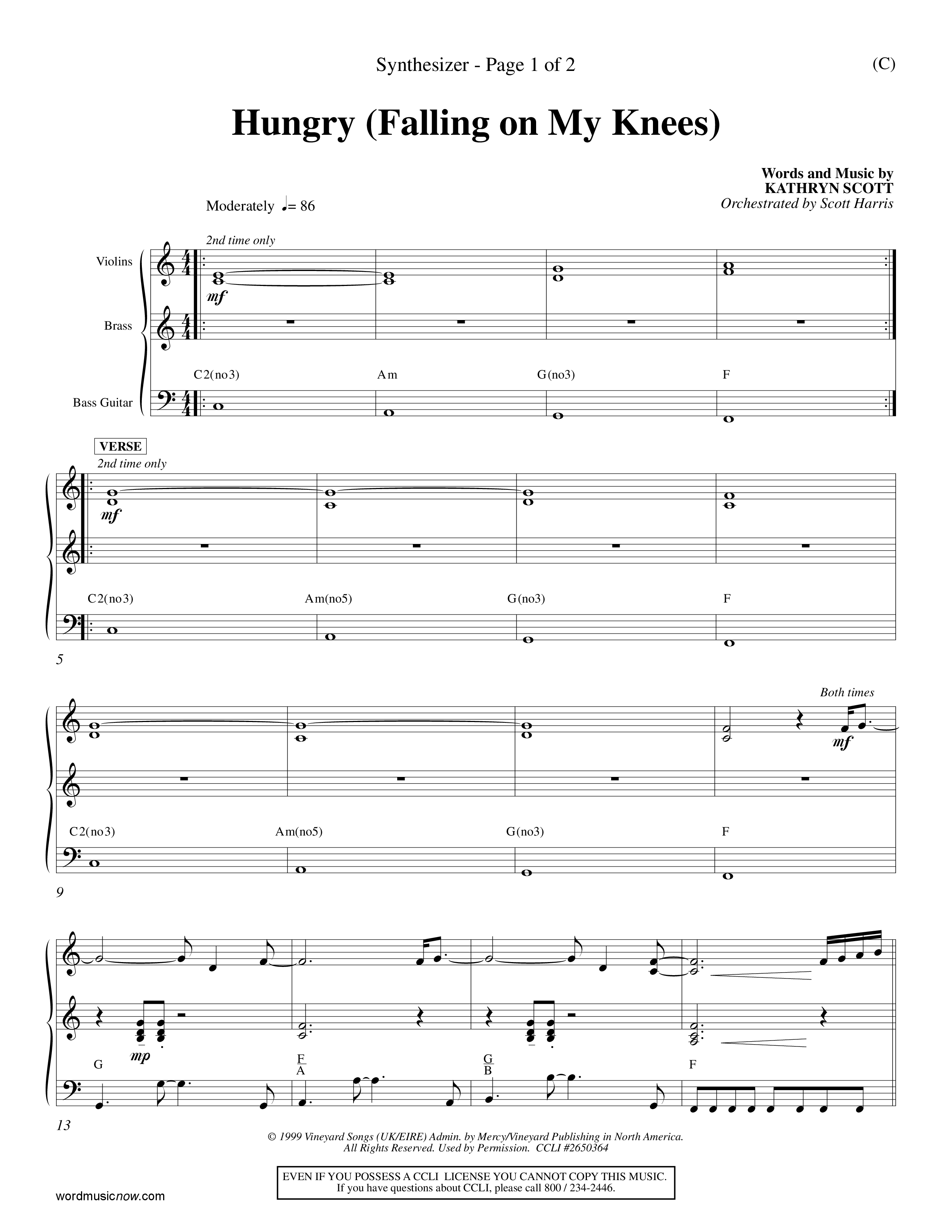Hungry (Falling On My Knees) (Choral Anthem SATB) Synth (Word Music Choral / Orch. Scott Harris)