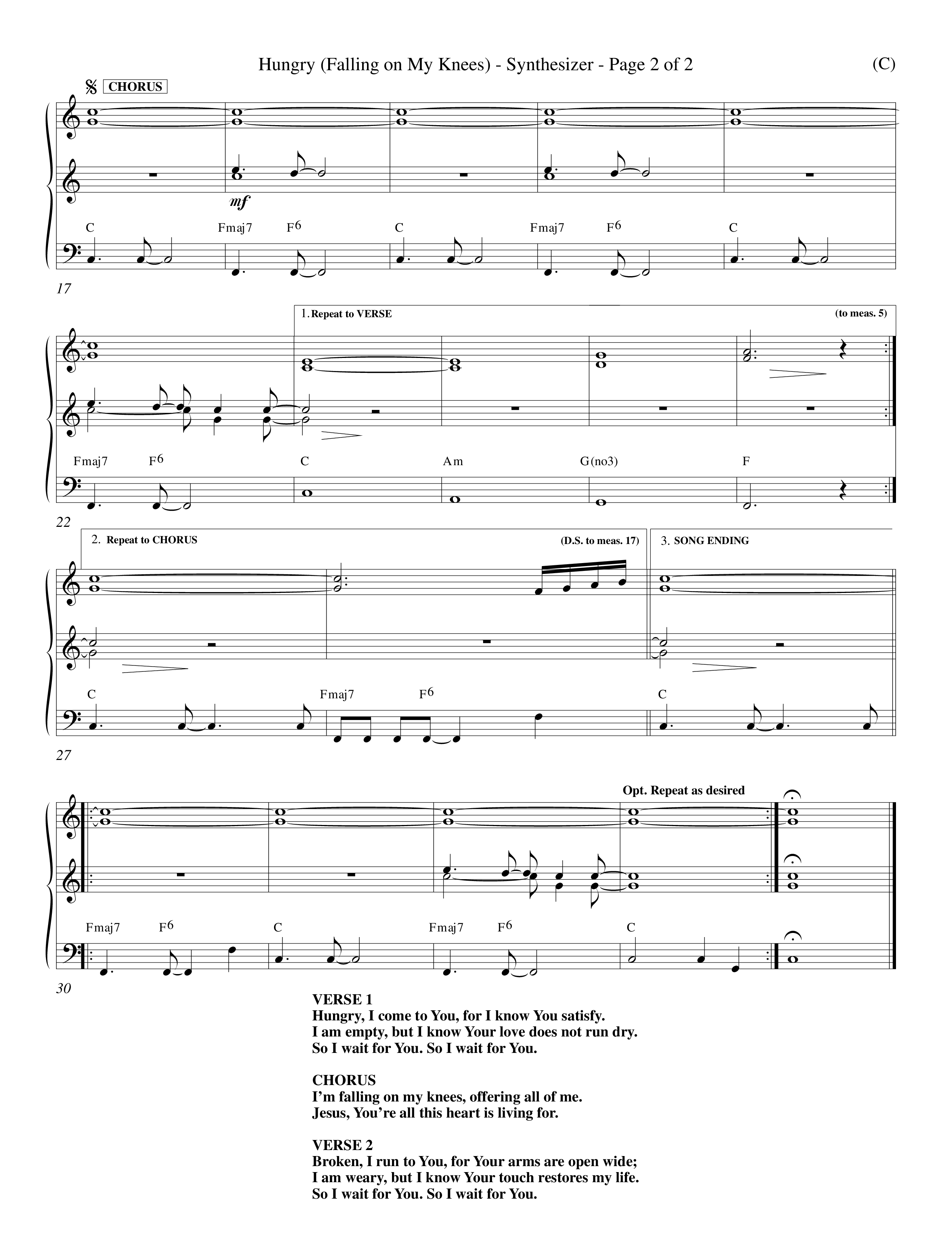 Hungry (Falling On My Knees) (Choral Anthem SATB) Synth (Word Music Choral / Orch. Scott Harris)