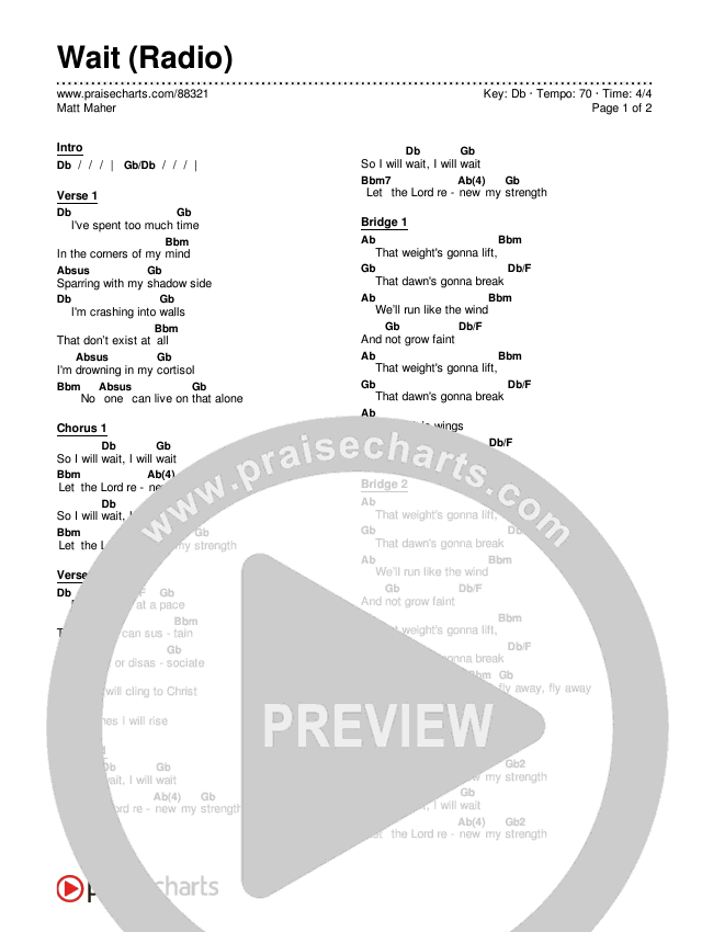 Wait (Radio) Chords & Lyrics (Matt Maher)