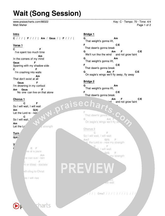 Wait (Song Session) Chords & Lyrics (Matt Maher)
