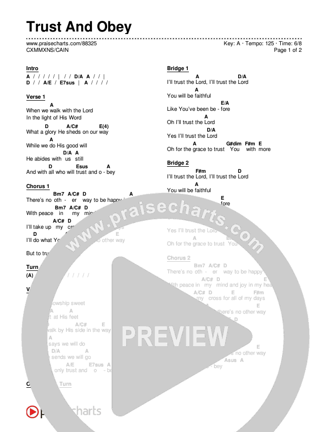 Trust And Obey Chords & Lyrics (CXMMXNS / CAIN)