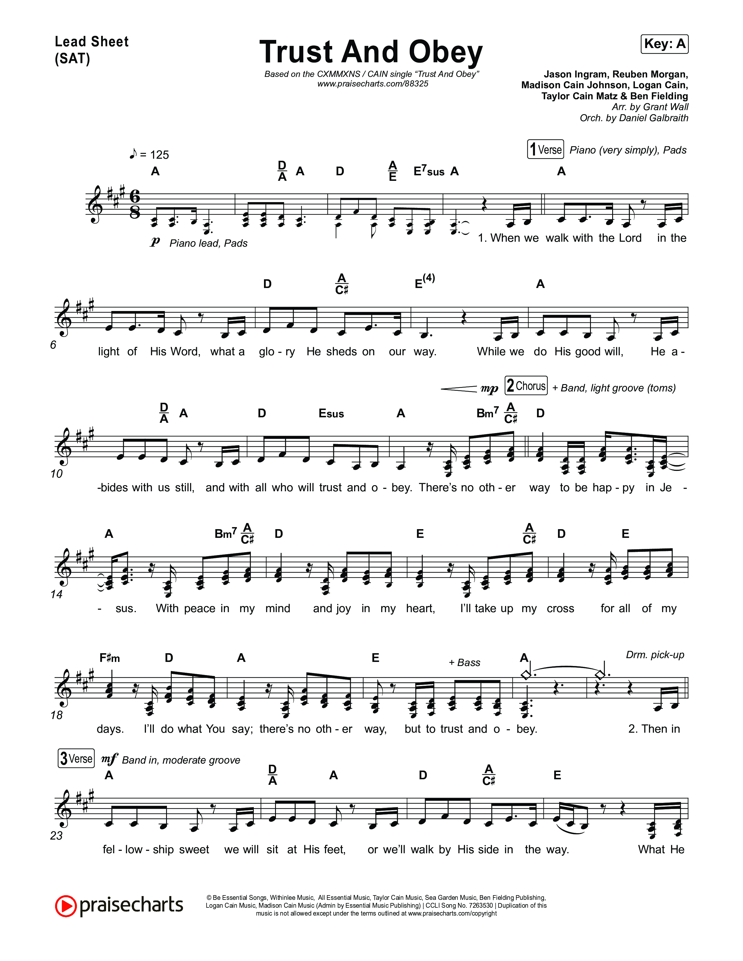 Trust And Obey Lead Sheet (SAT) (CXMMXNS / CAIN)