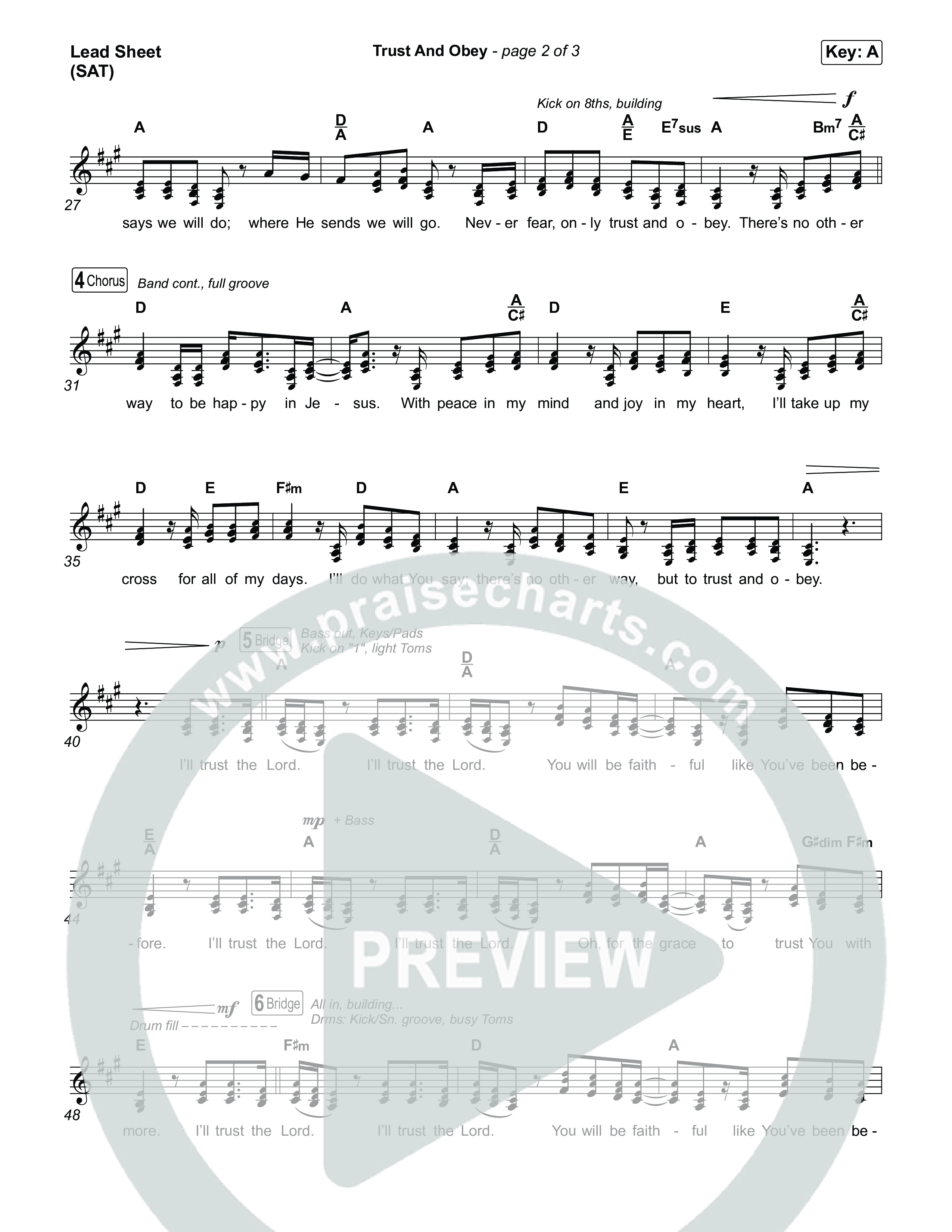 Trust And Obey Lead Sheet (SAT) (CXMMXNS / CAIN)