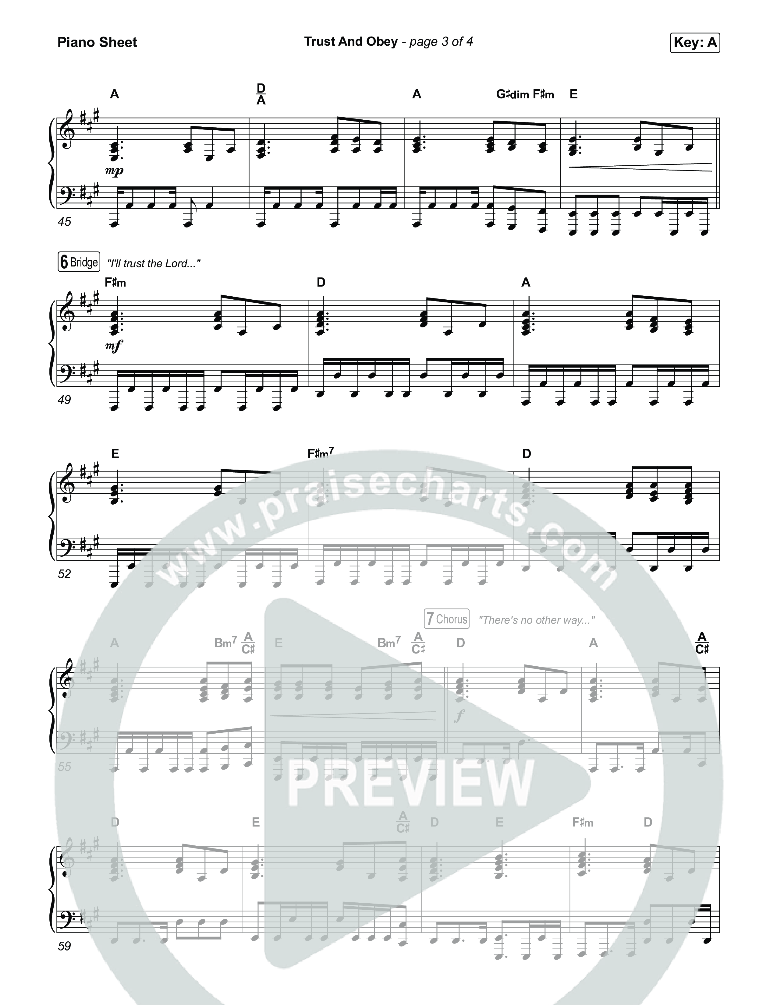 Trust And Obey Piano Sheet (CXMMXNS / CAIN)