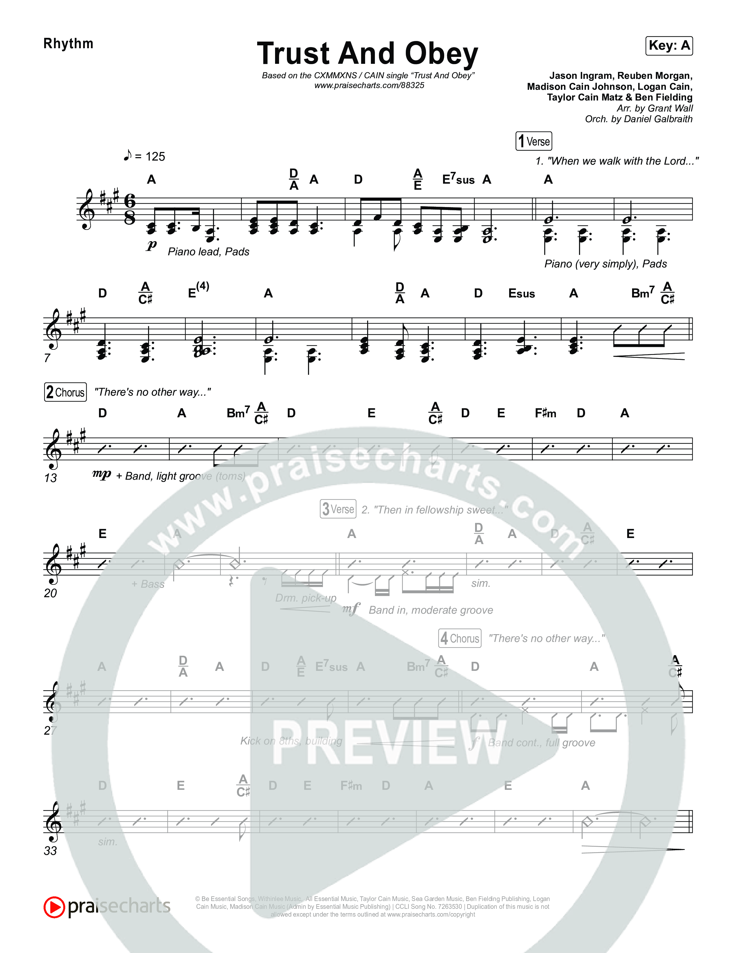 Trust And Obey Rhythm Chart (CXMMXNS / CAIN)