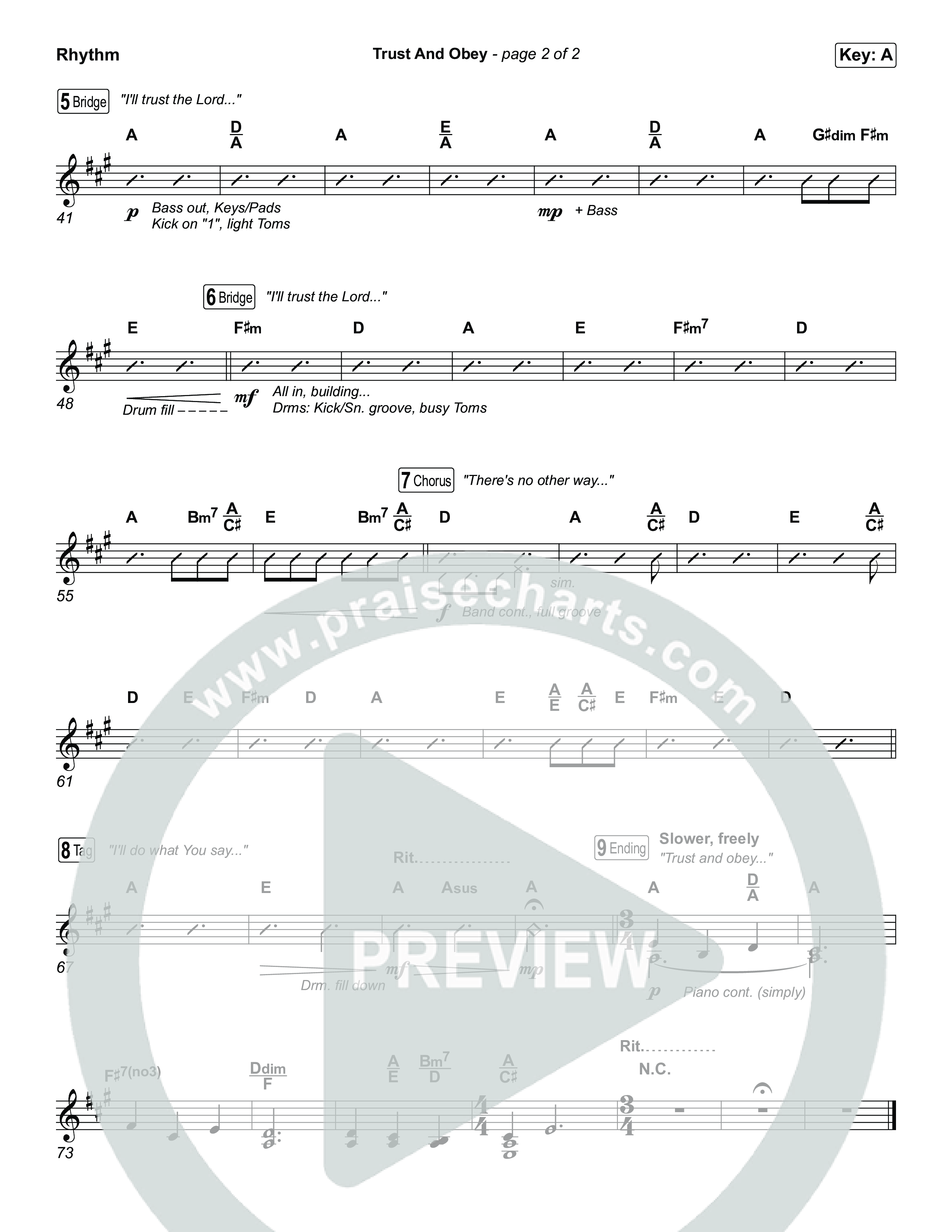Trust And Obey Rhythm Chart (CXMMXNS / CAIN)