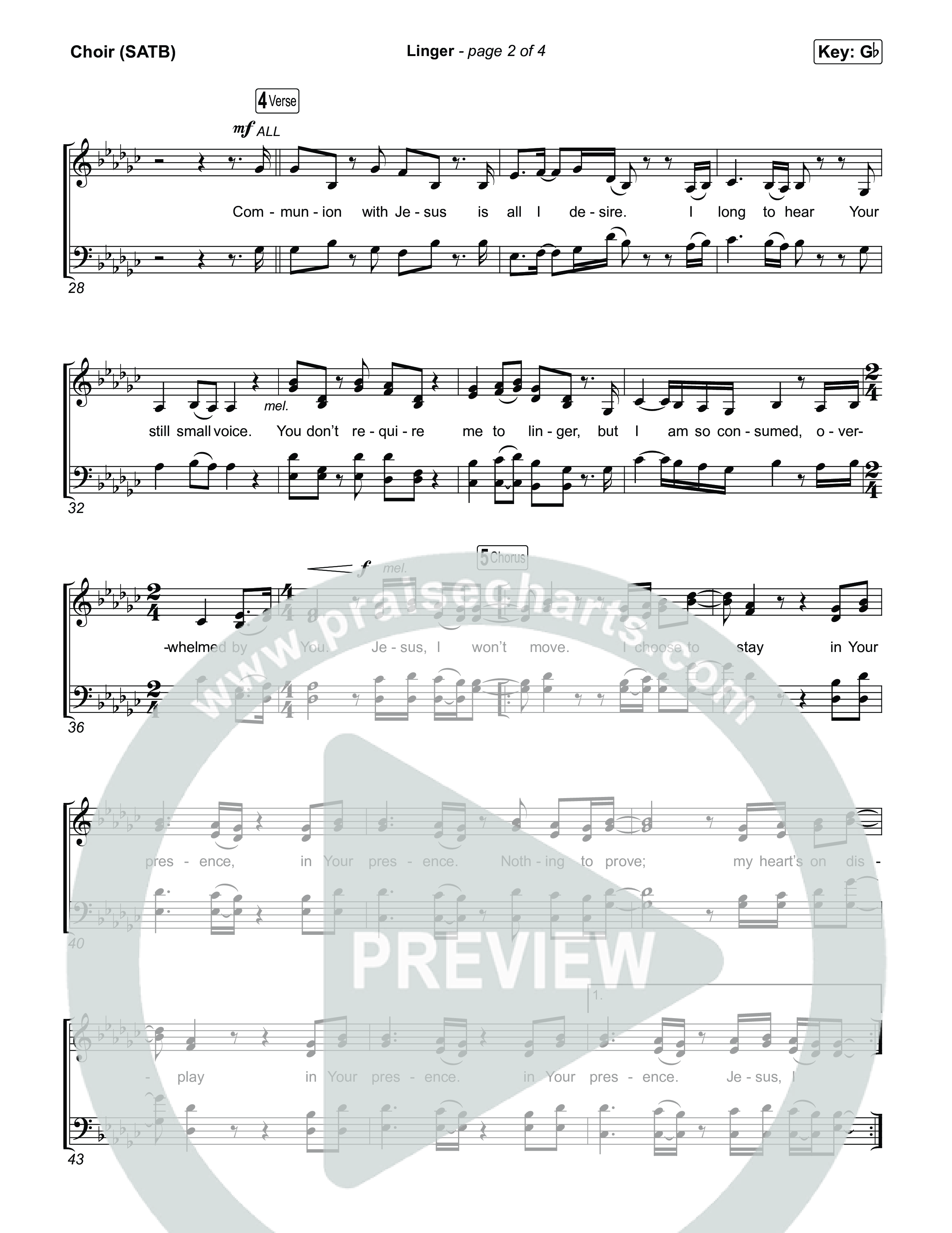 Linger Choir Sheet (SATB) (Bethany Jennings)
