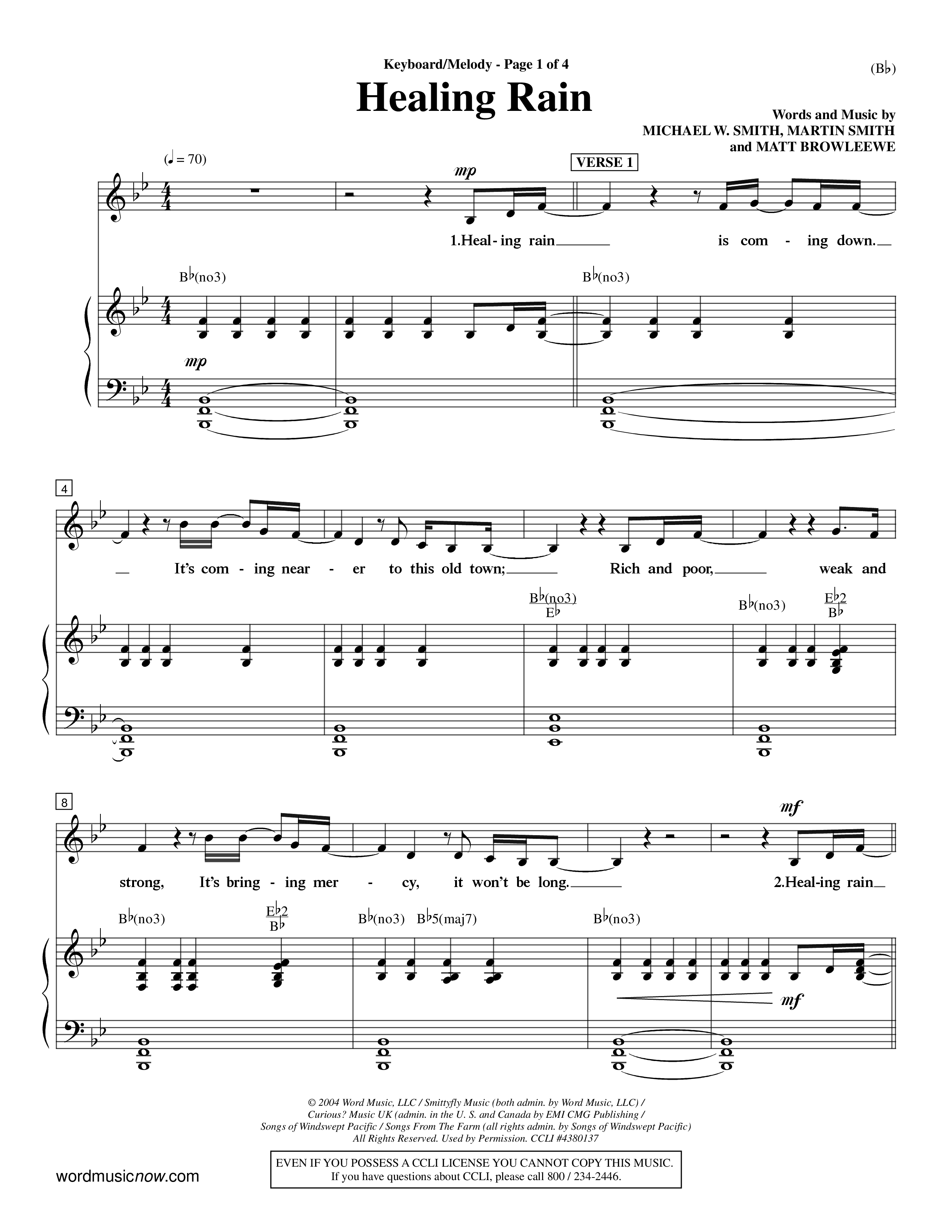 Healing Rain (Choral Anthem SATB) Piano/Vocal (Melody) (Word Music Choral / Orch. Jim Gray)