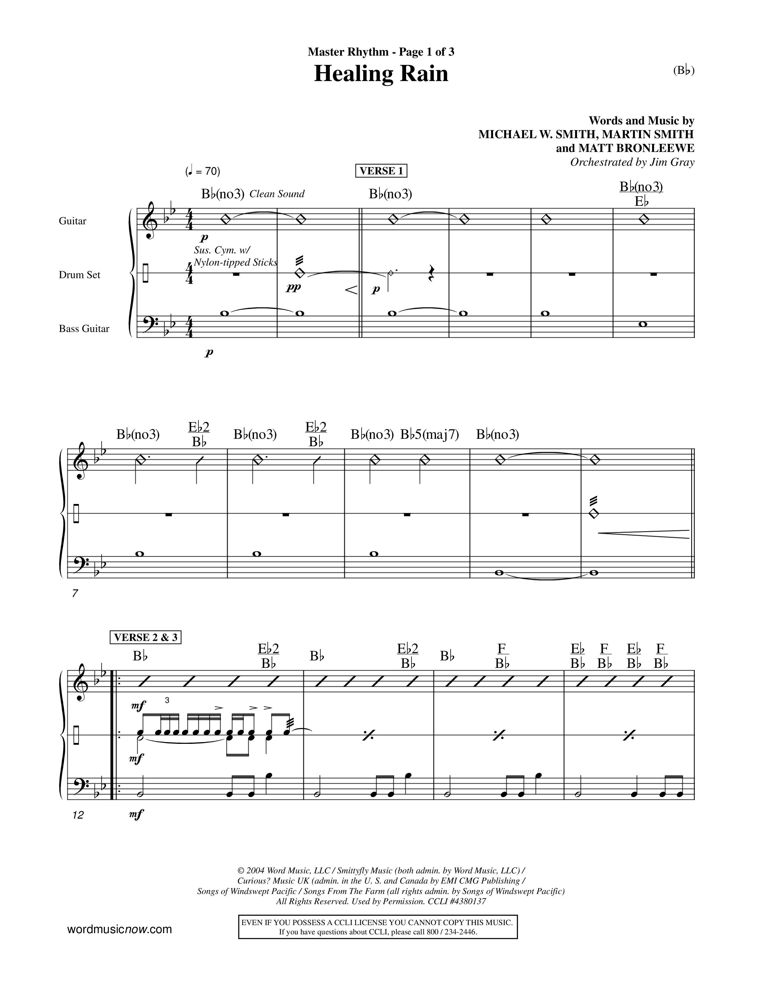 Healing Rain (Choral Anthem SATB) Rhythm Chart (Word Music Choral / Orch. Jim Gray)
