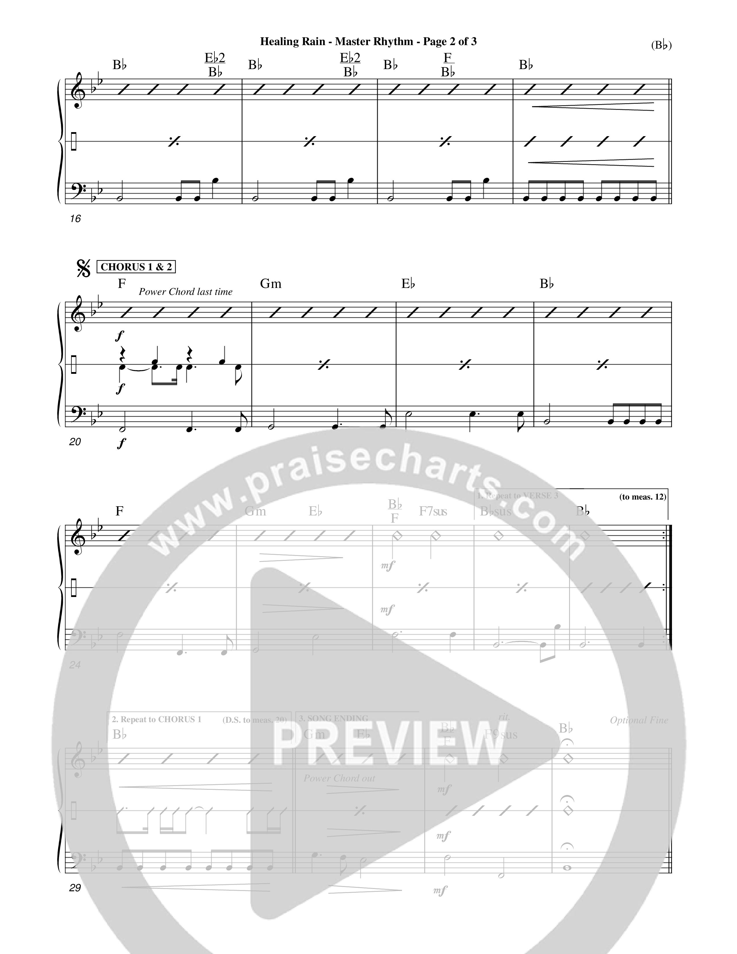 Healing Rain (Choral Anthem SATB) Rhythm Chart (Word Music Choral / Orch. Jim Gray)