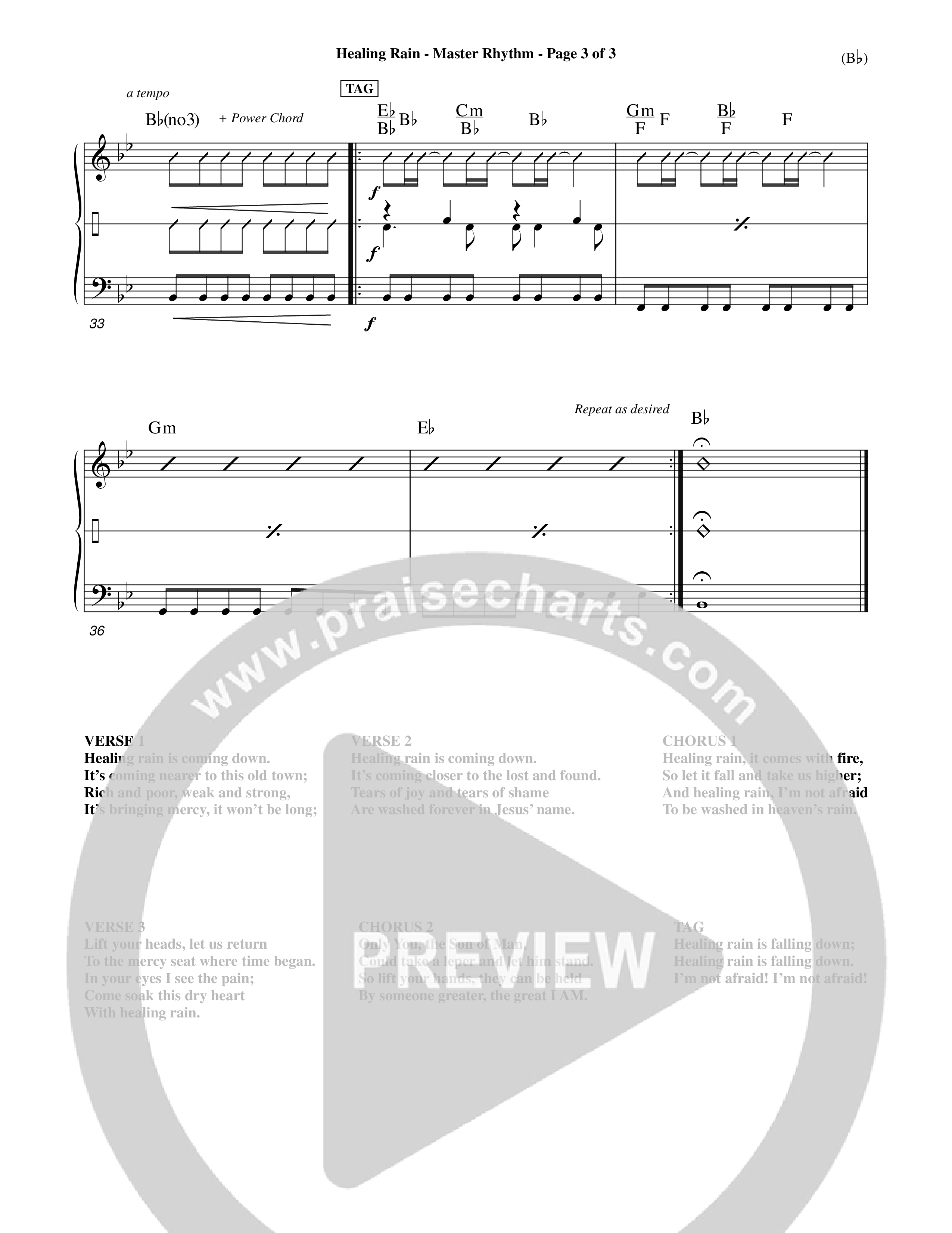 Healing Rain (Choral Anthem SATB) Rhythm Chart (Word Music Choral / Orch. Jim Gray)