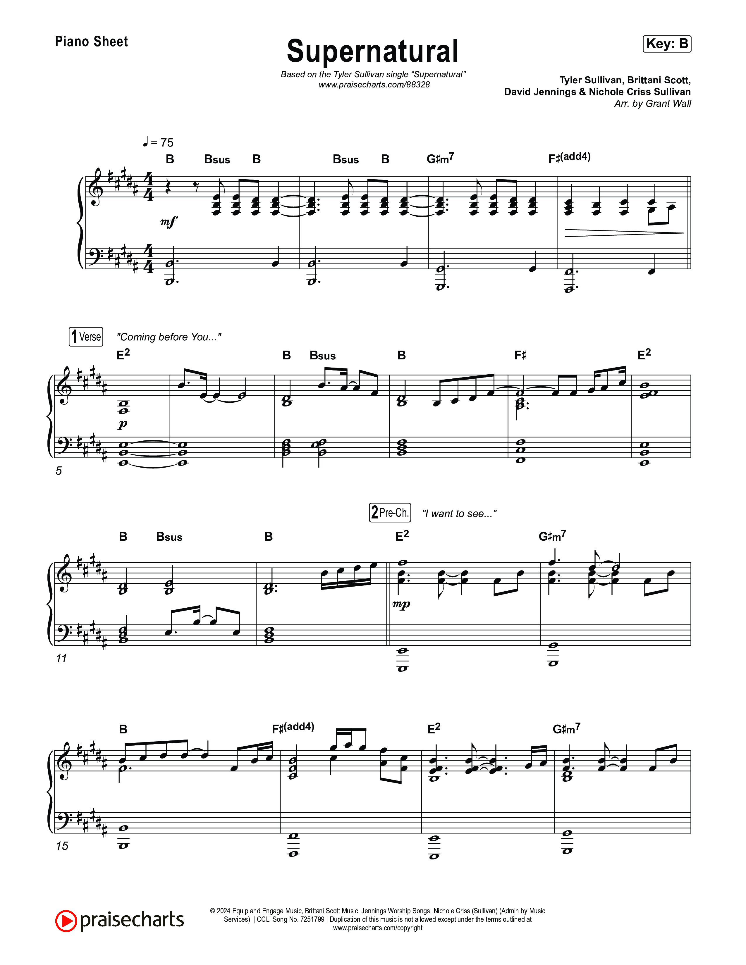 Supernatural Piano Sheet (Tyler Sullivan)