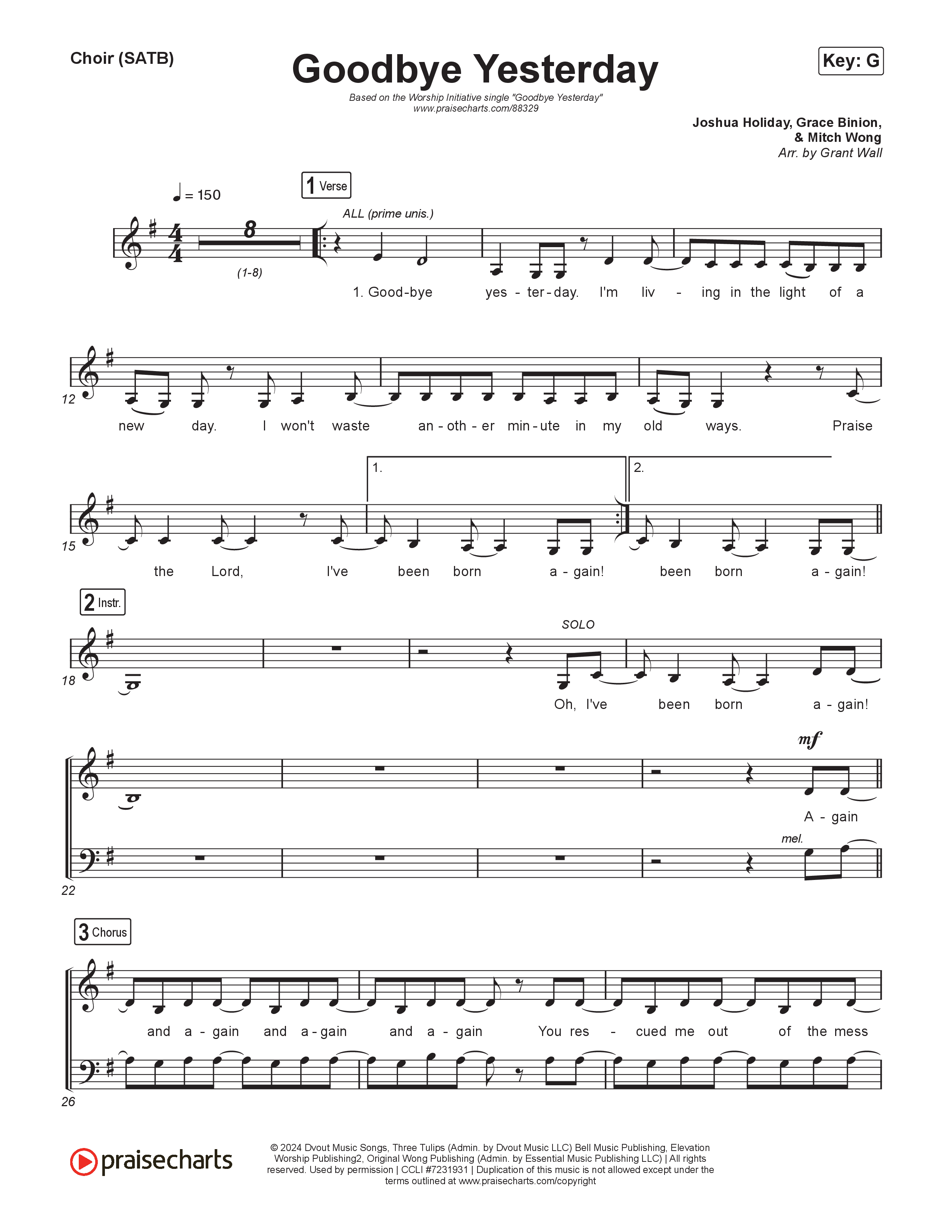 Goodbye Yesterday Choir Sheet (SATB) (The Worship Initiative)