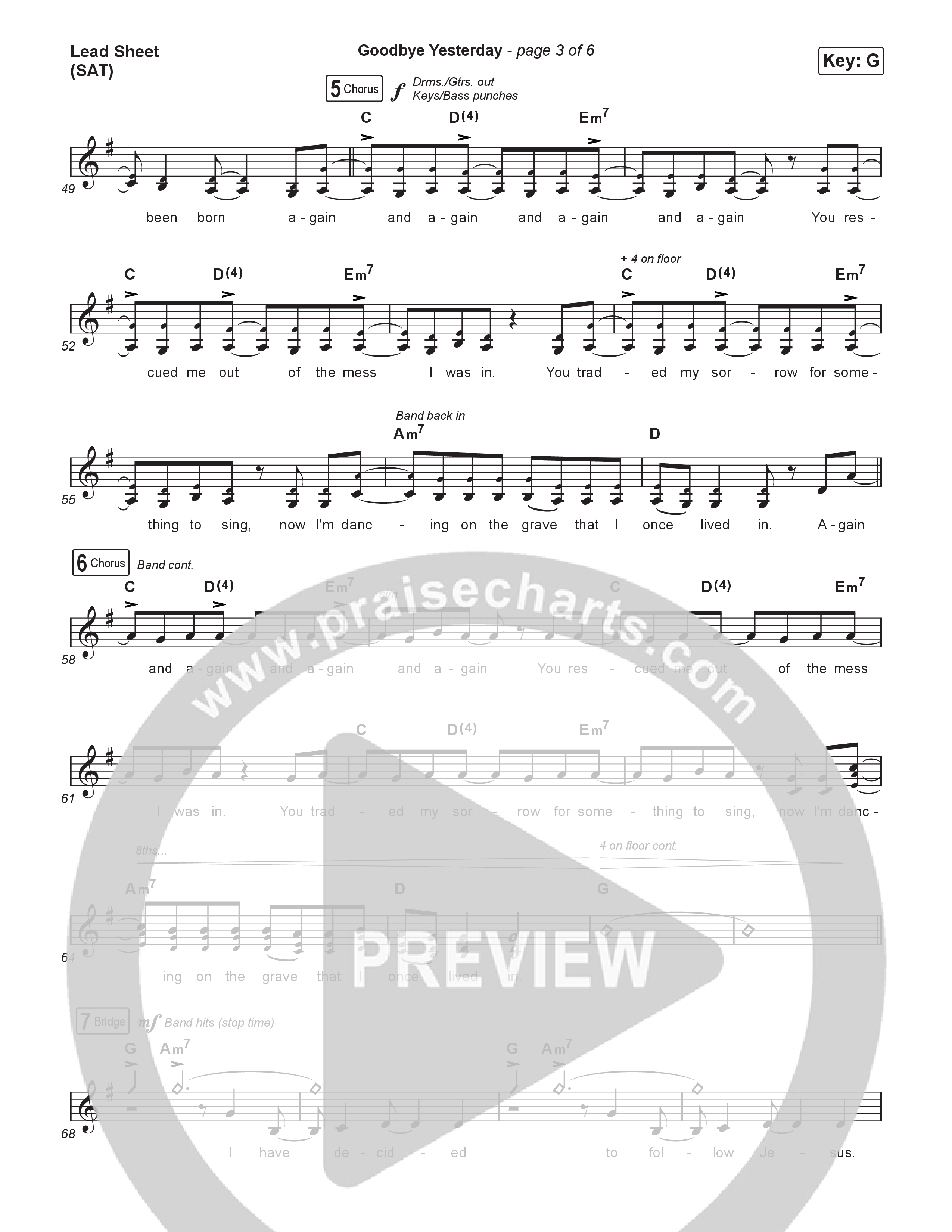 Goodbye Yesterday Lead Sheet (SAT) (The Worship Initiative)