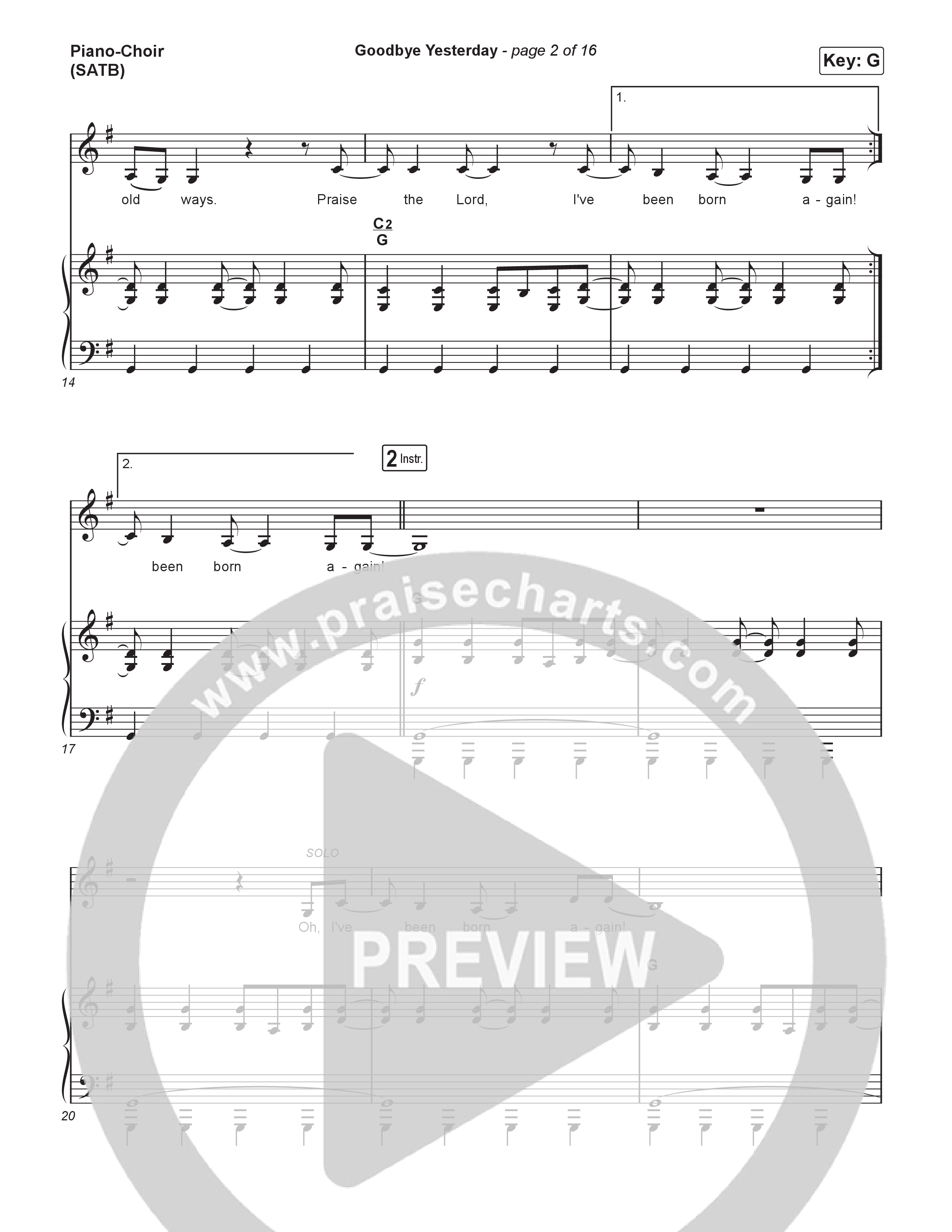 Goodbye Yesterday Piano/Vocal Pack (The Worship Initiative)