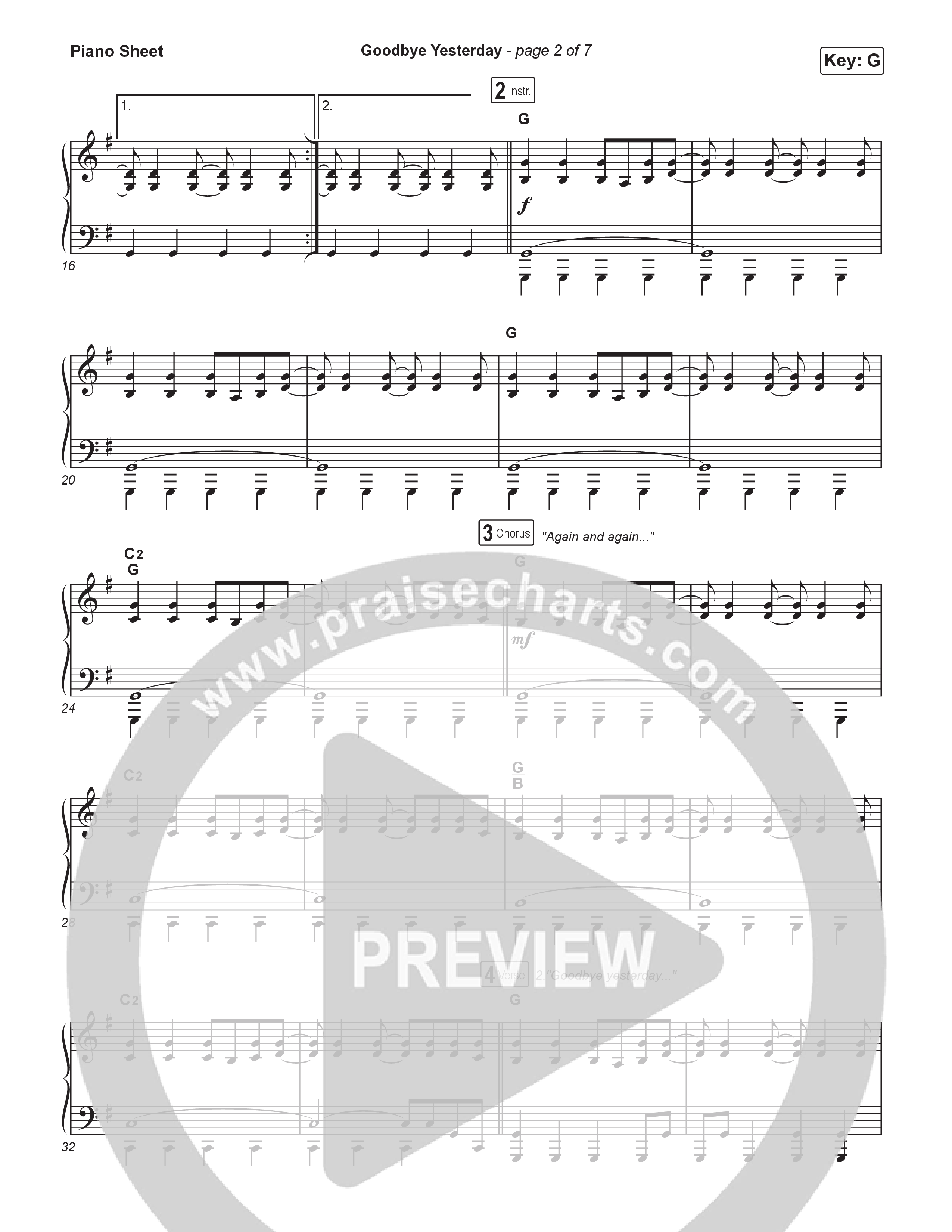 Goodbye Yesterday Piano Sheet (The Worship Initiative)