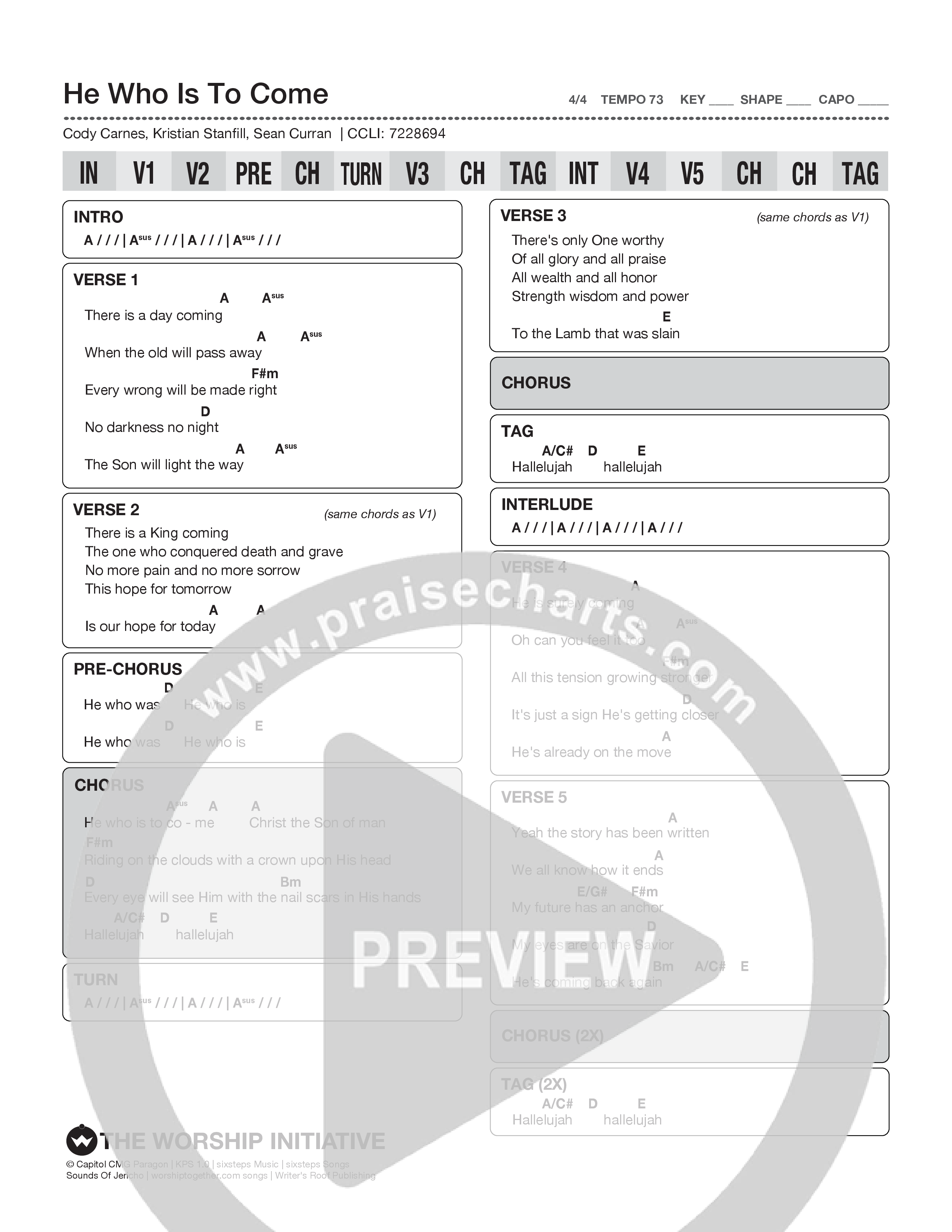 He Who Is To Come Chord Chart (The Worship Initiative)