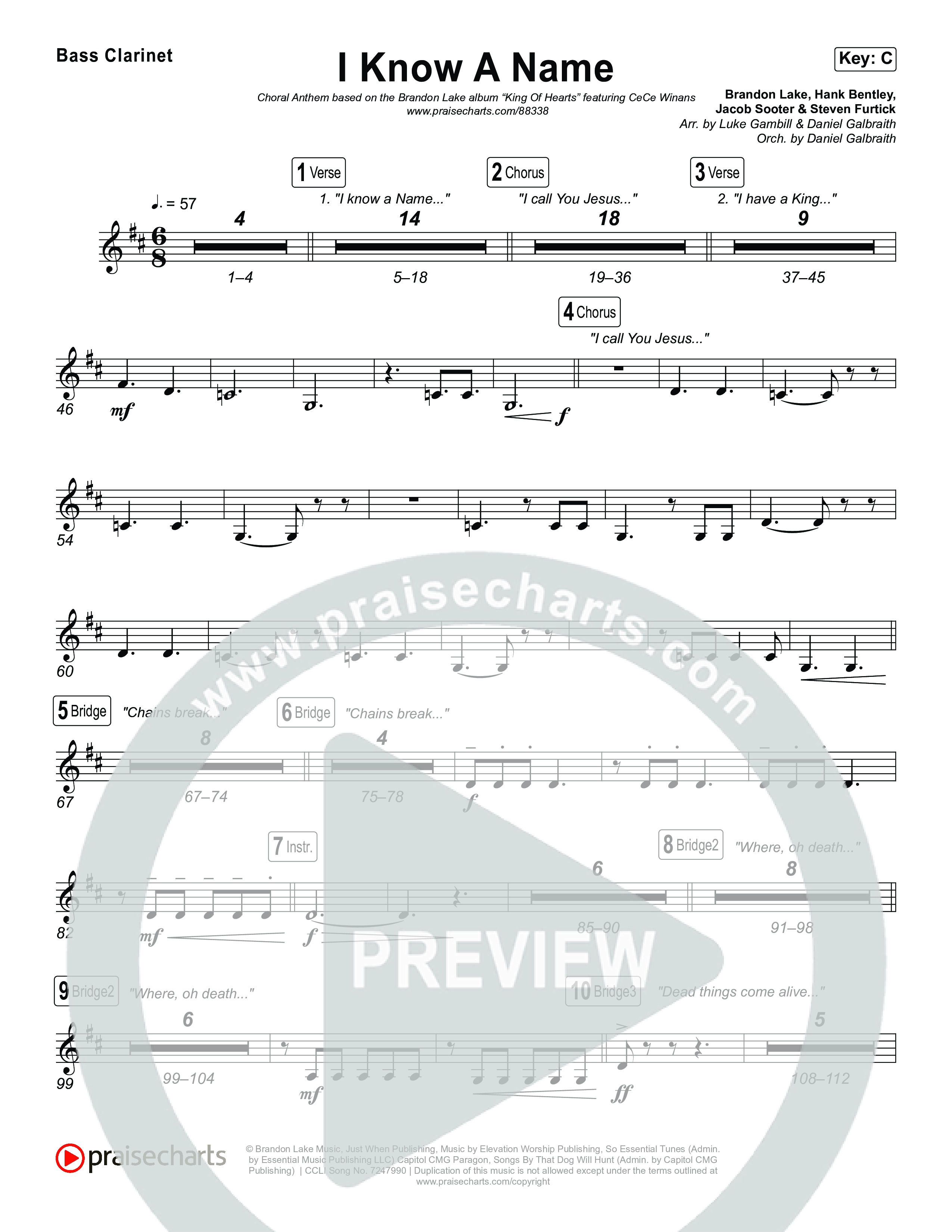 I Know A Name (Choral Anthem SATB) Clarinet 1,2 (Brandon Lake / CeCe Winans / Arr. Luke Gambill)