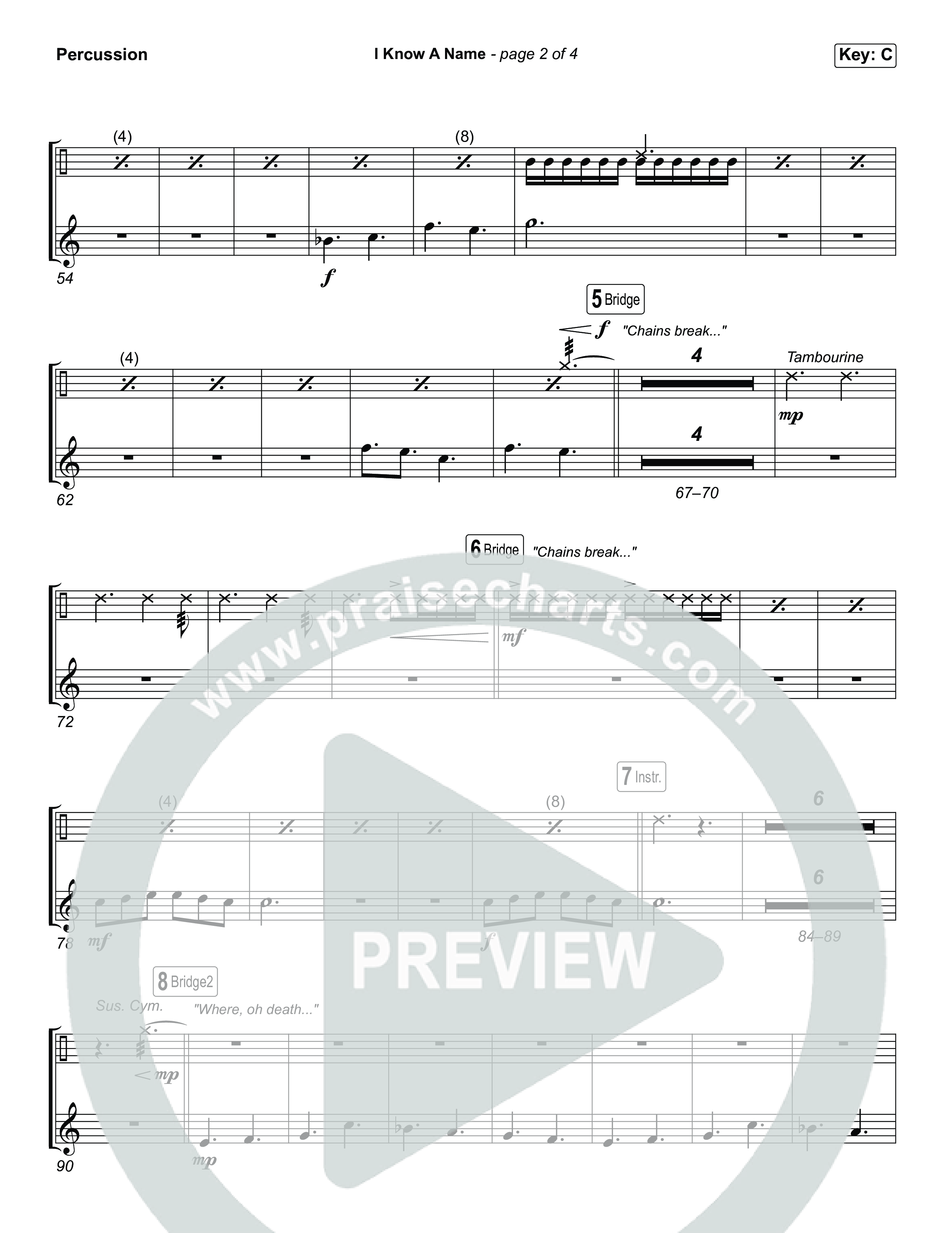 I Know A Name (Choral Anthem SATB) Percussion (Brandon Lake / CeCe Winans / Arr. Luke Gambill)