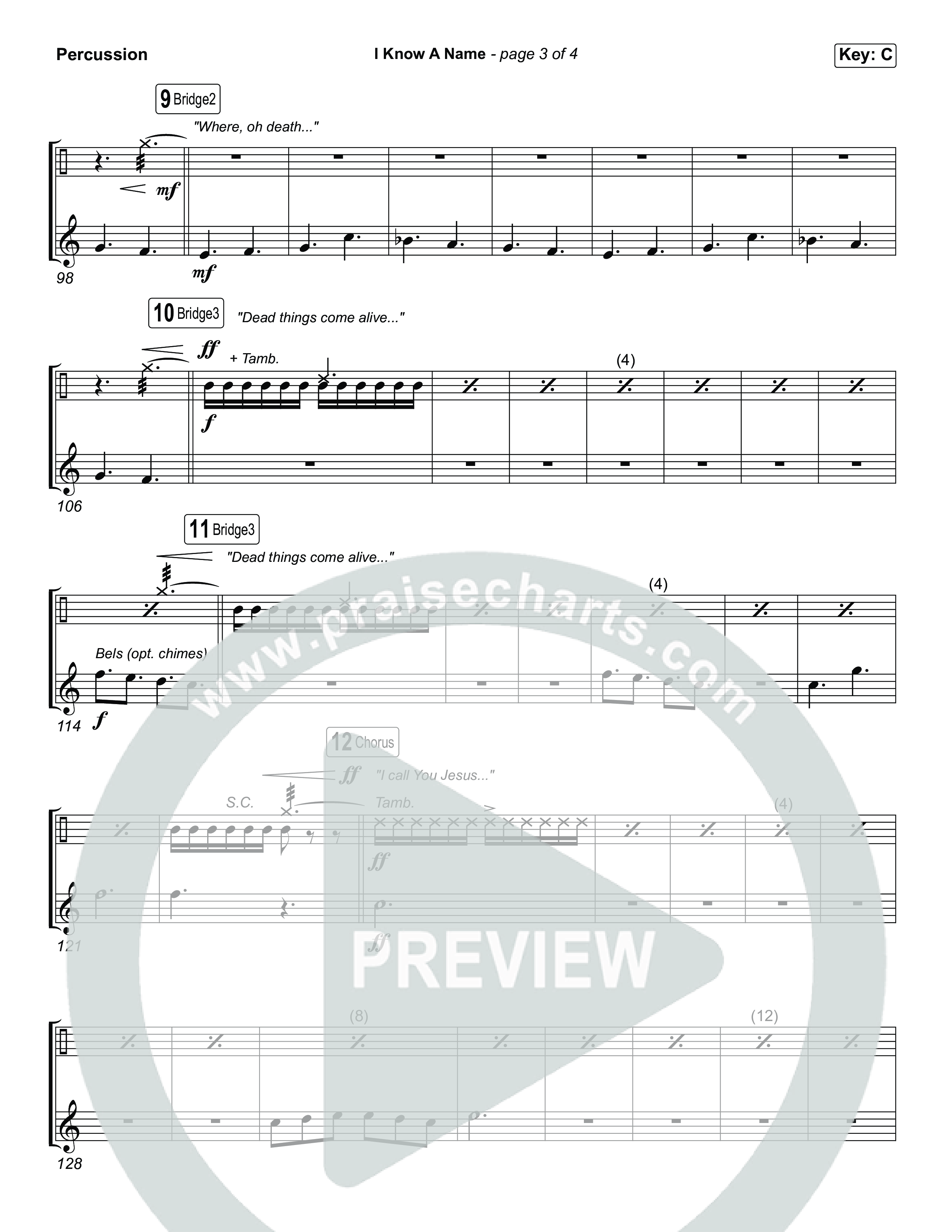 I Know A Name (Choral Anthem SATB) Percussion (Brandon Lake / CeCe Winans / Arr. Luke Gambill)