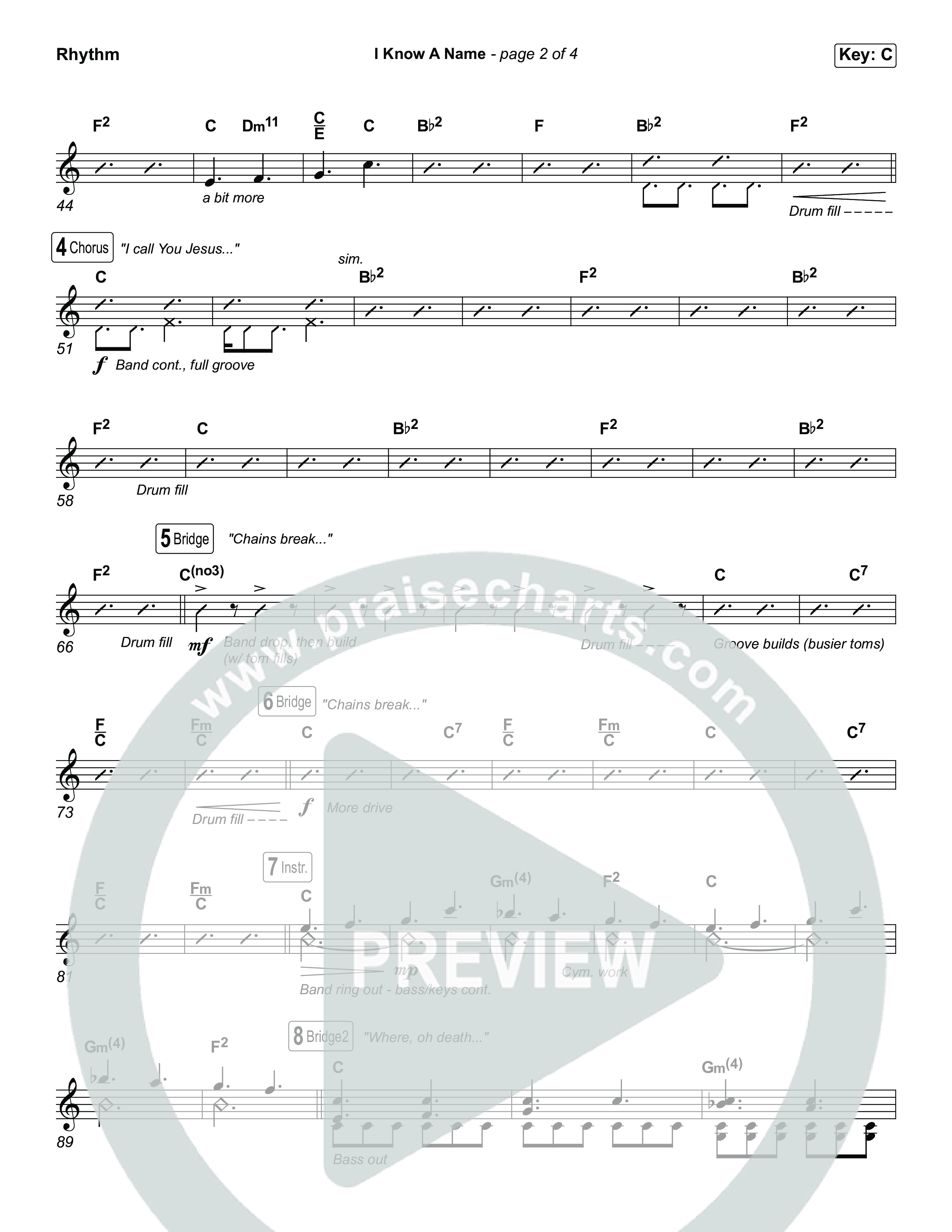 I Know A Name (Choral Anthem SATB) Rhythm Chart (Brandon Lake / CeCe Winans / Arr. Luke Gambill)