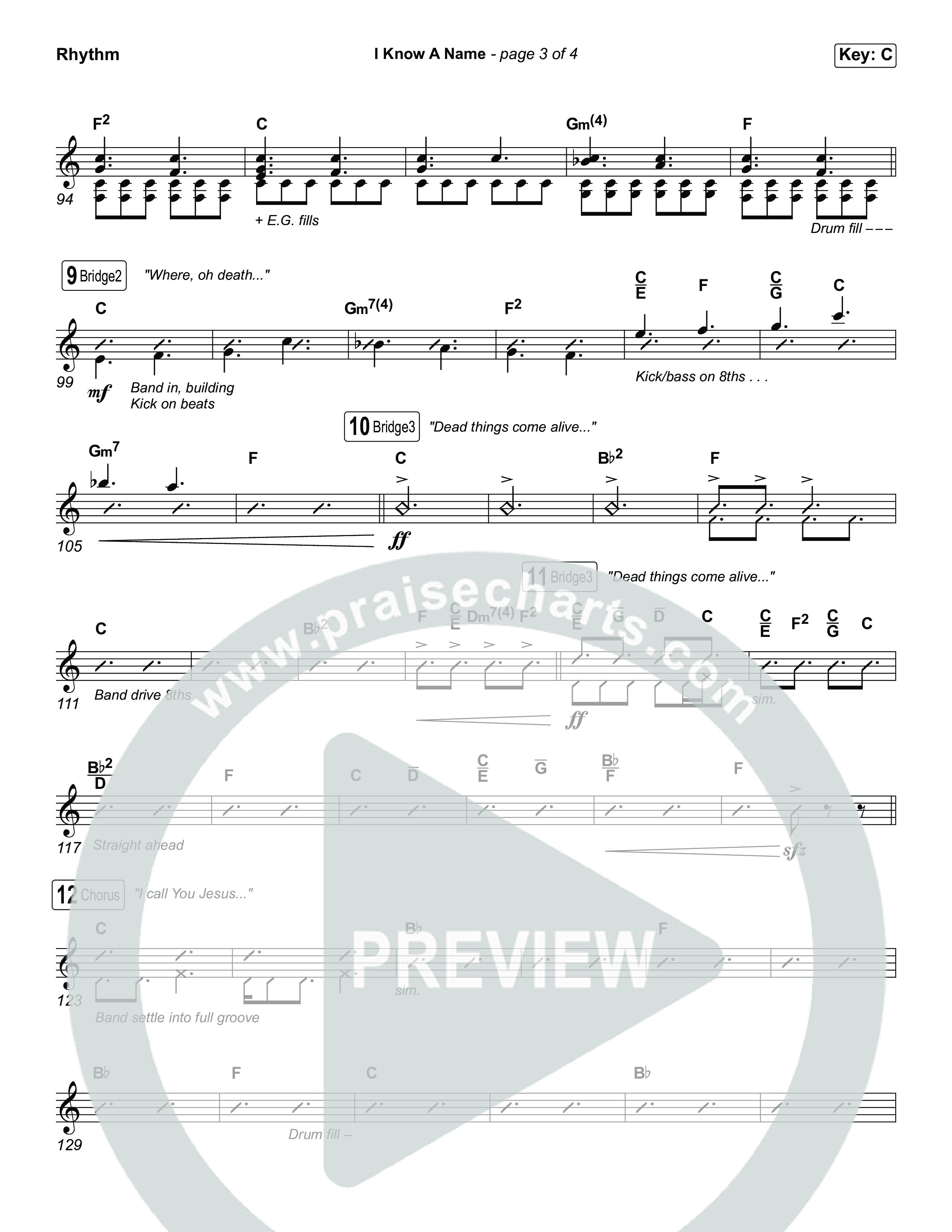 I Know A Name (Choral Anthem SATB) Rhythm Chart (Brandon Lake / CeCe Winans / Arr. Luke Gambill)