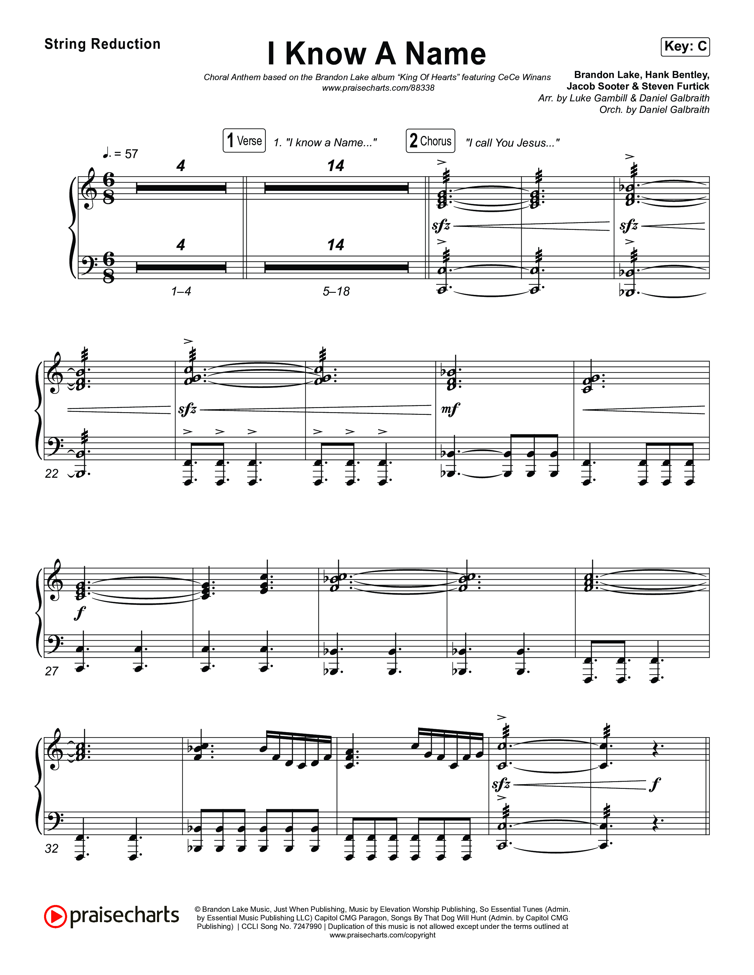 I Know A Name (Choral Anthem SATB) String Reduction (Brandon Lake / CeCe Winans / Arr. Luke Gambill)