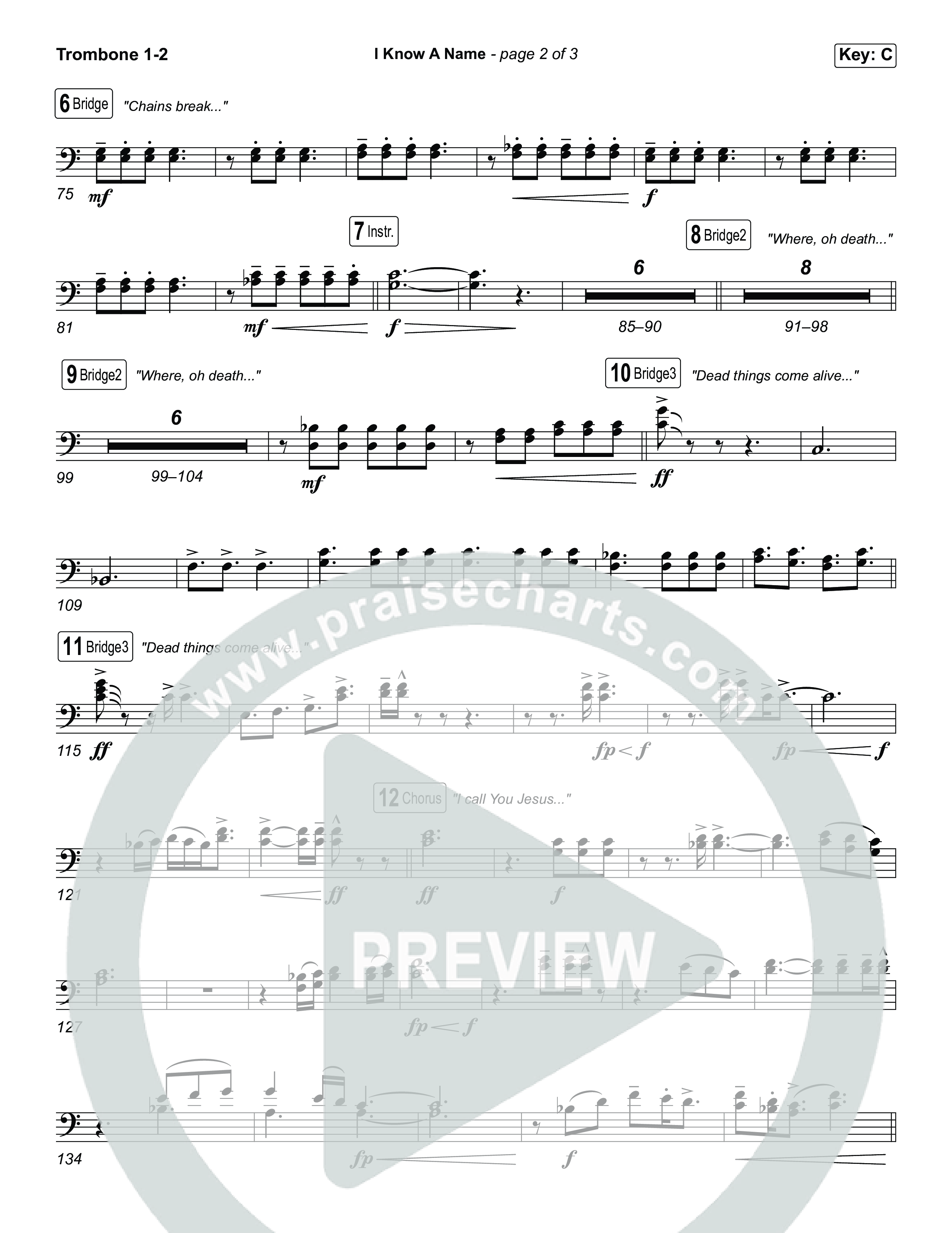 I Know A Name (Choral Anthem SATB) Trombone 1,2 (Brandon Lake / CeCe Winans / Arr. Luke Gambill)
