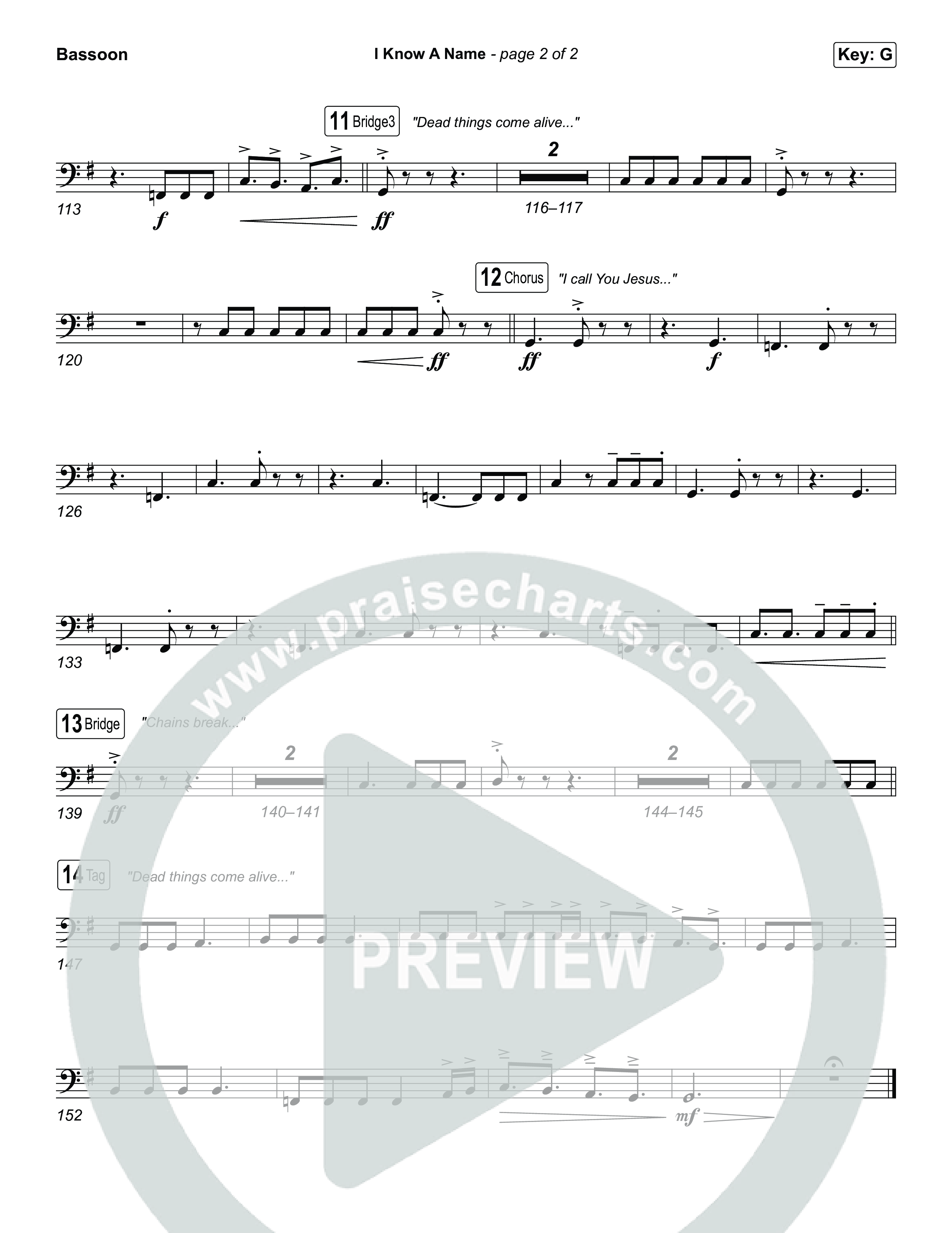 I Know A Name (Worship Choir/SAB) Bassoon (Brandon Lake / CeCe Winans / Arr. Luke Gambill)