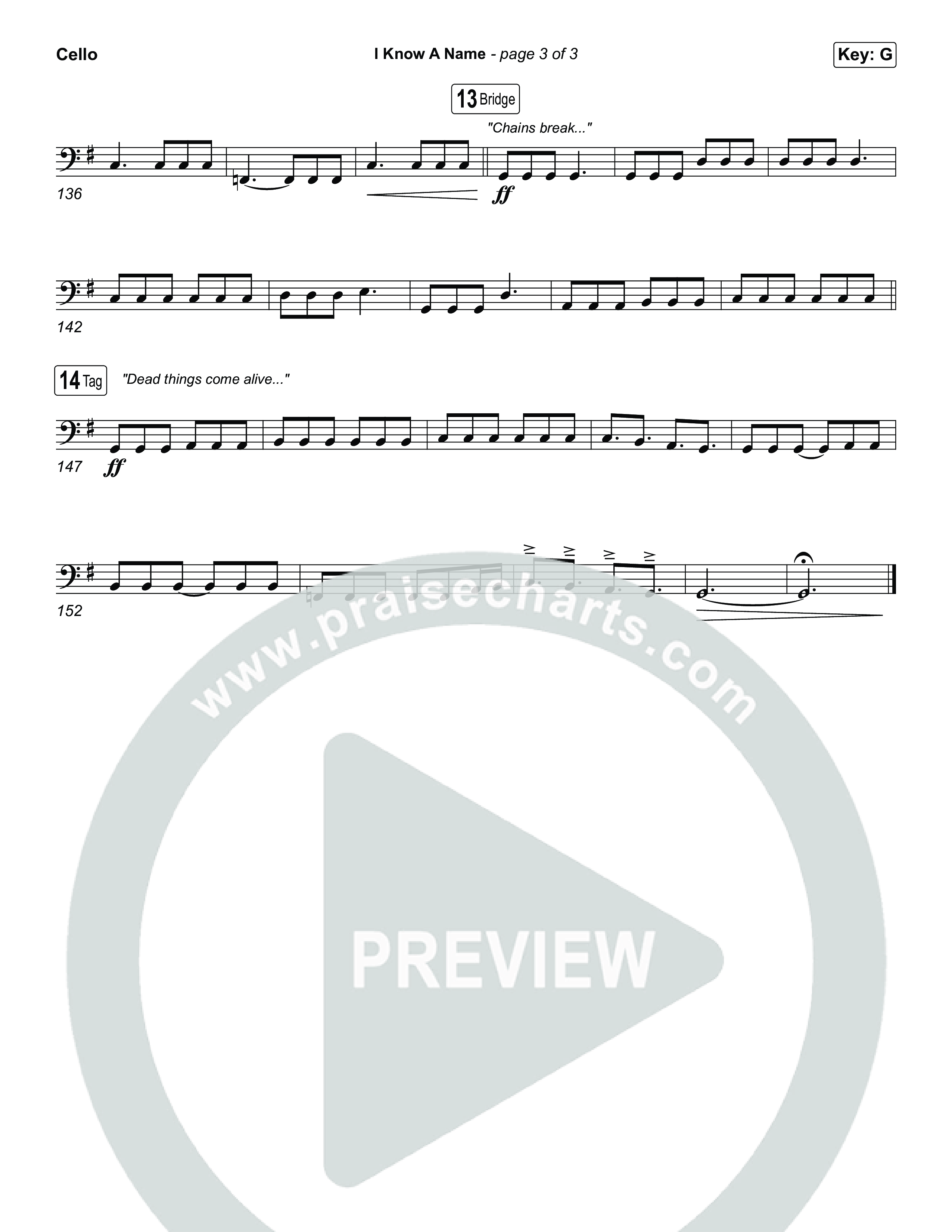 I Know A Name (Worship Choir/SAB) Cello (Brandon Lake / CeCe Winans / Arr. Luke Gambill)