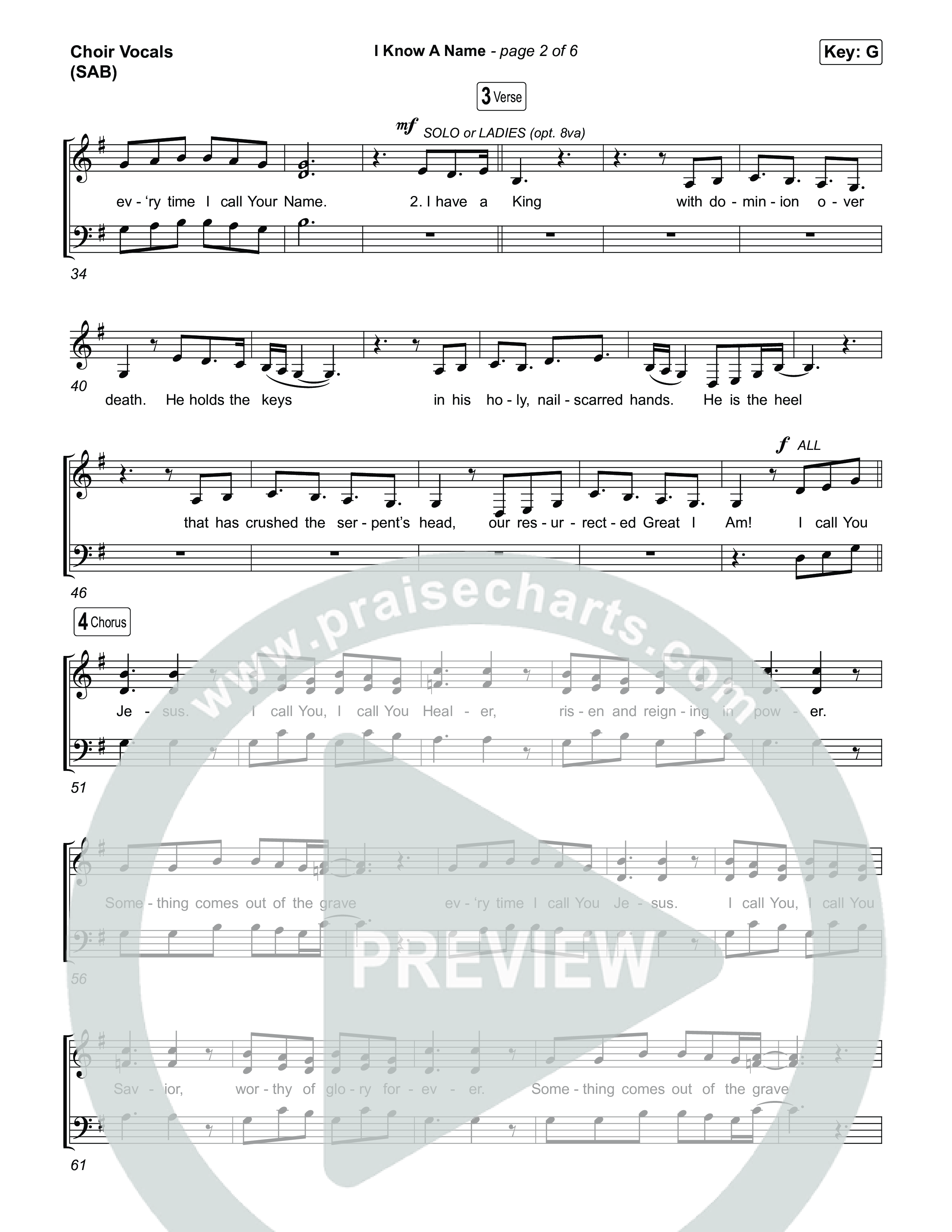 I Know A Name (Worship Choir/SAB) Choir Sheet (SAB) (Brandon Lake / CeCe Winans / Arr. Luke Gambill)