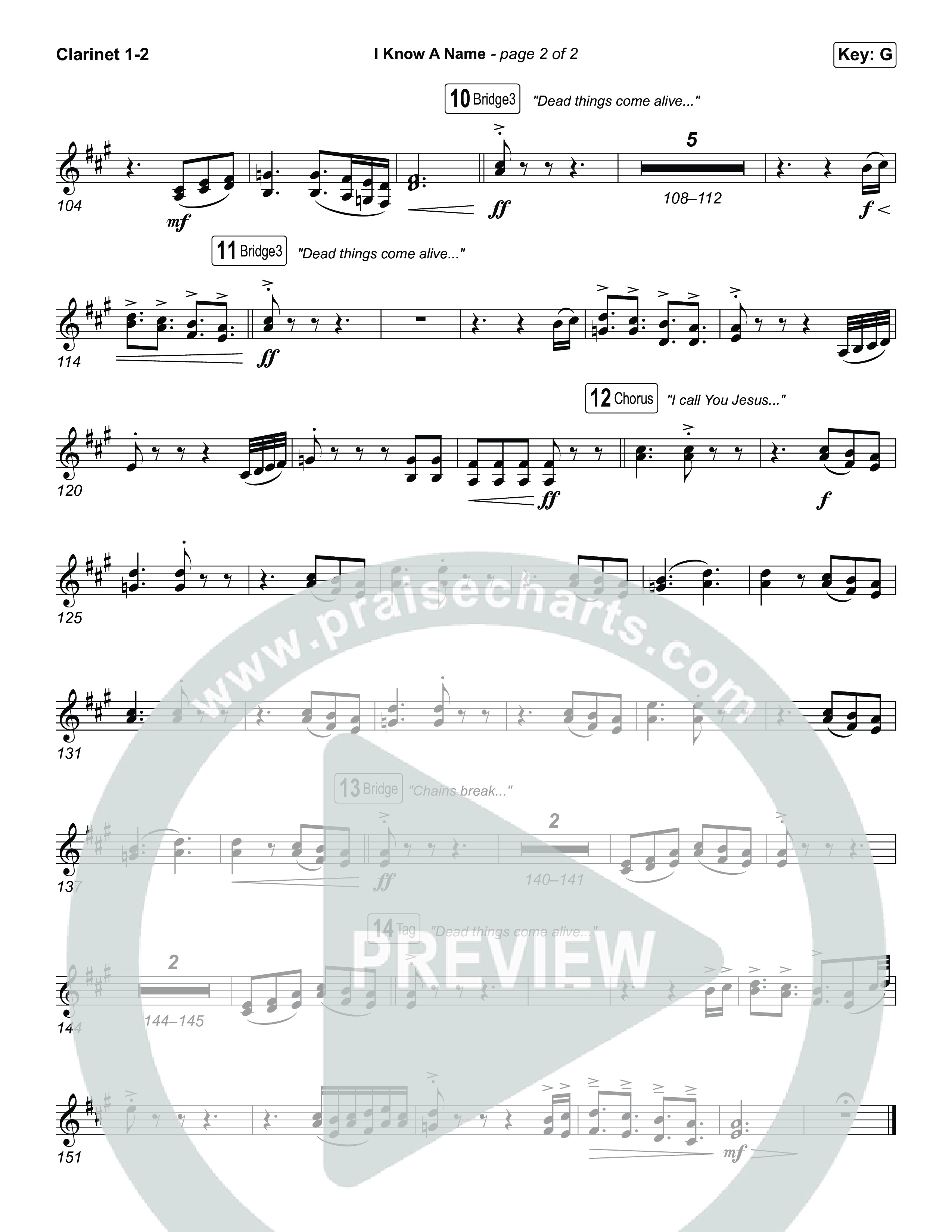 I Know A Name (Worship Choir/SAB) Clarinet 1/2 (Brandon Lake / CeCe Winans / Arr. Luke Gambill)