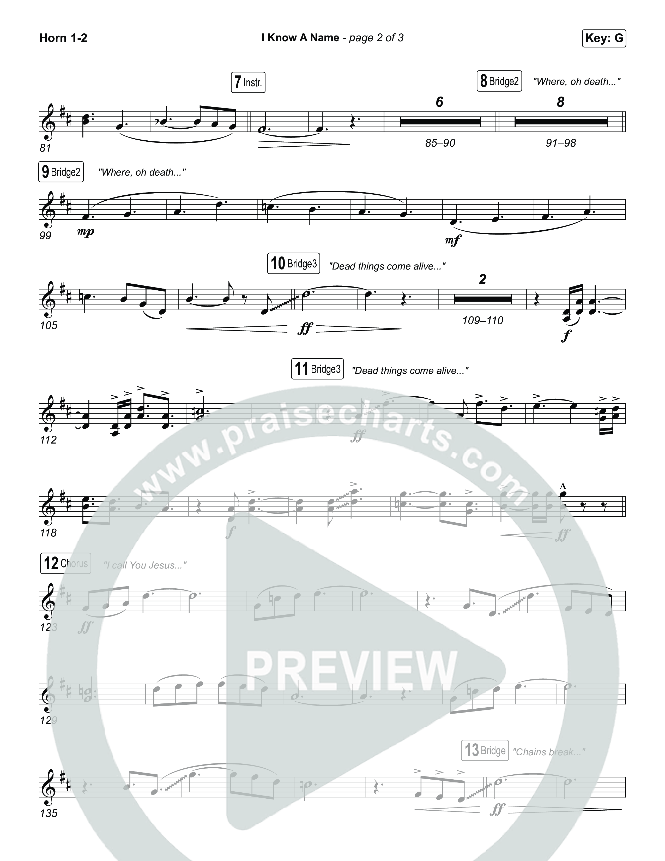 I Know A Name (Worship Choir/SAB) French Horn 1/2 (Brandon Lake / CeCe Winans / Arr. Luke Gambill)