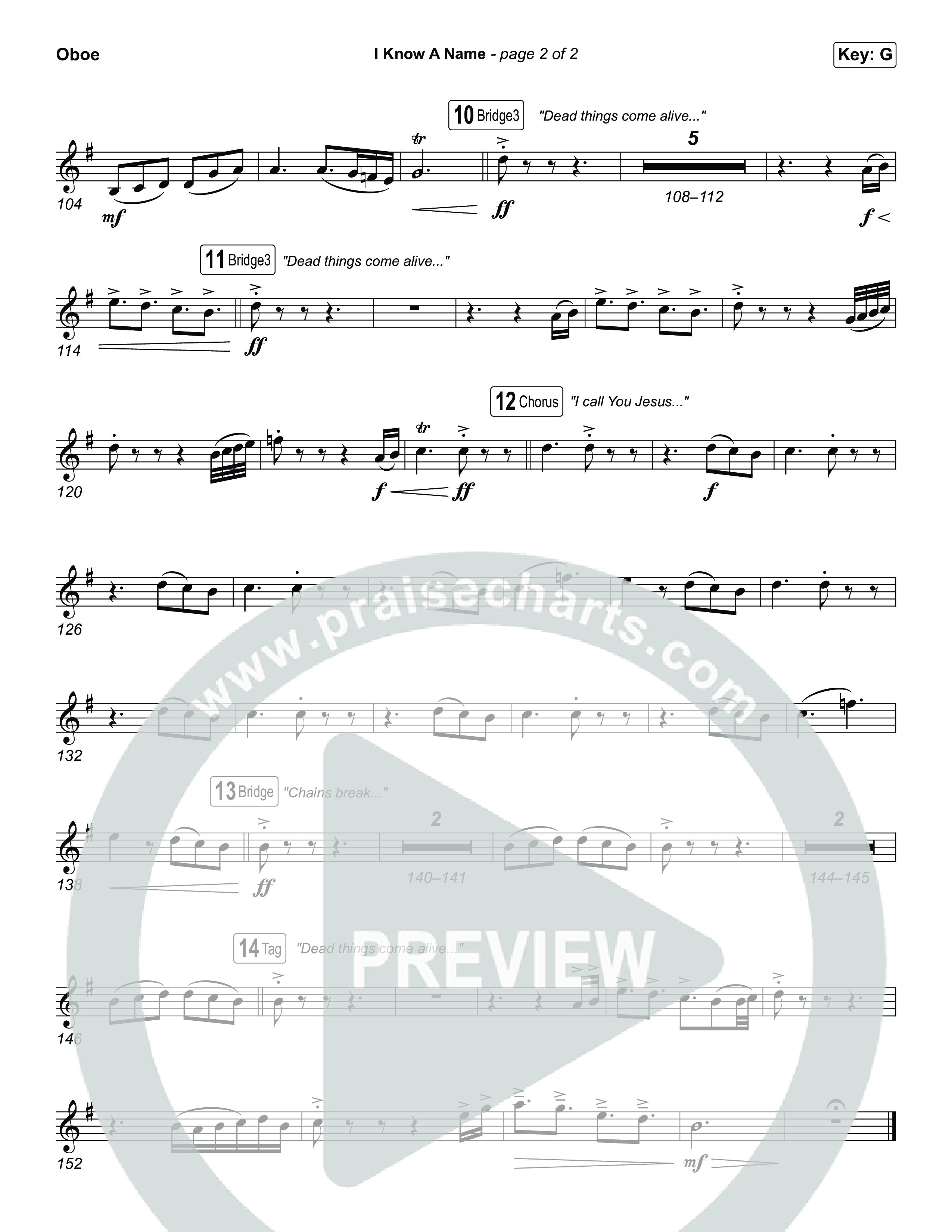 I Know A Name (Worship Choir/SAB) Oboe (Brandon Lake / CeCe Winans / Arr. Luke Gambill)