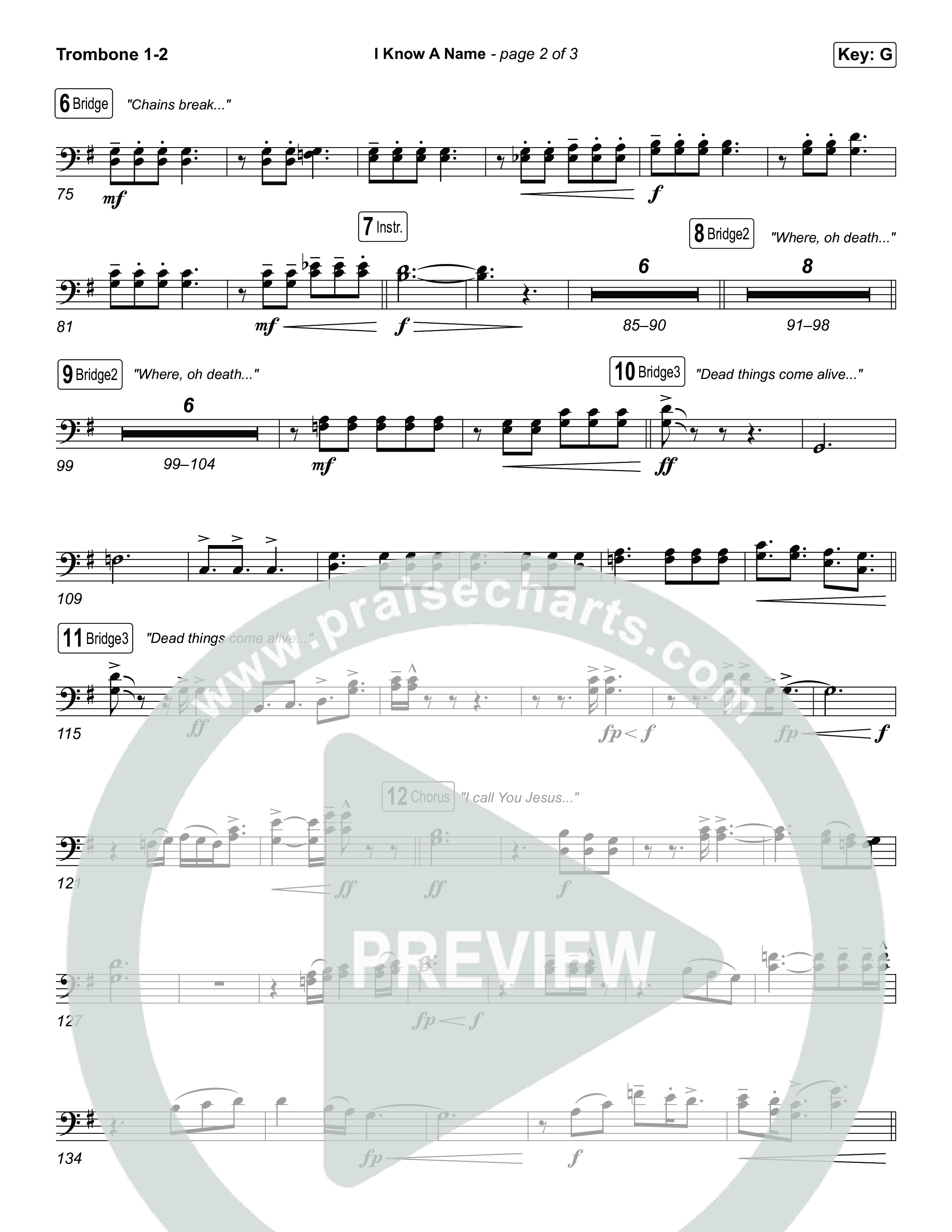 I Know A Name (Worship Choir/SAB) Trombone 1/2 (Brandon Lake / CeCe Winans / Arr. Luke Gambill)