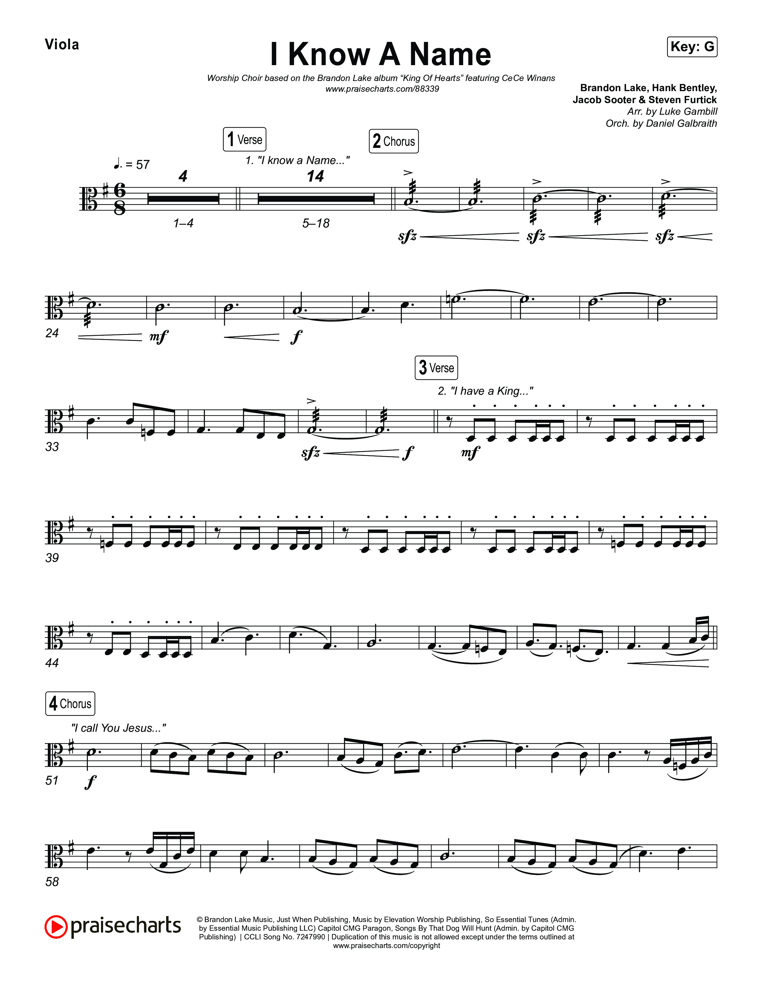 I Know A Name (Worship Choir/SAB) Viola (Brandon Lake / CeCe Winans / Arr. Luke Gambill)