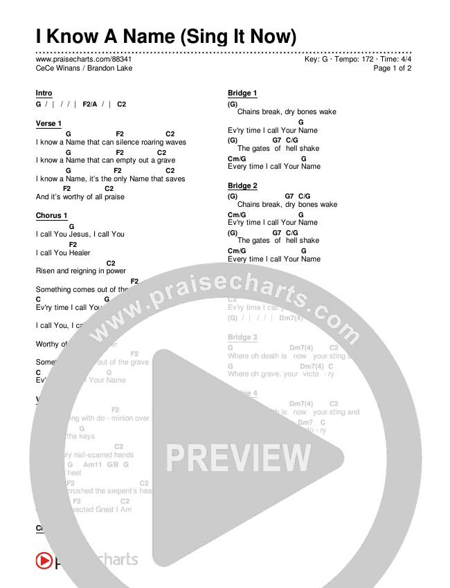 I Know A Name (Sing It Now) Chords & Lyrics (Brandon Lake / CeCe Winans)