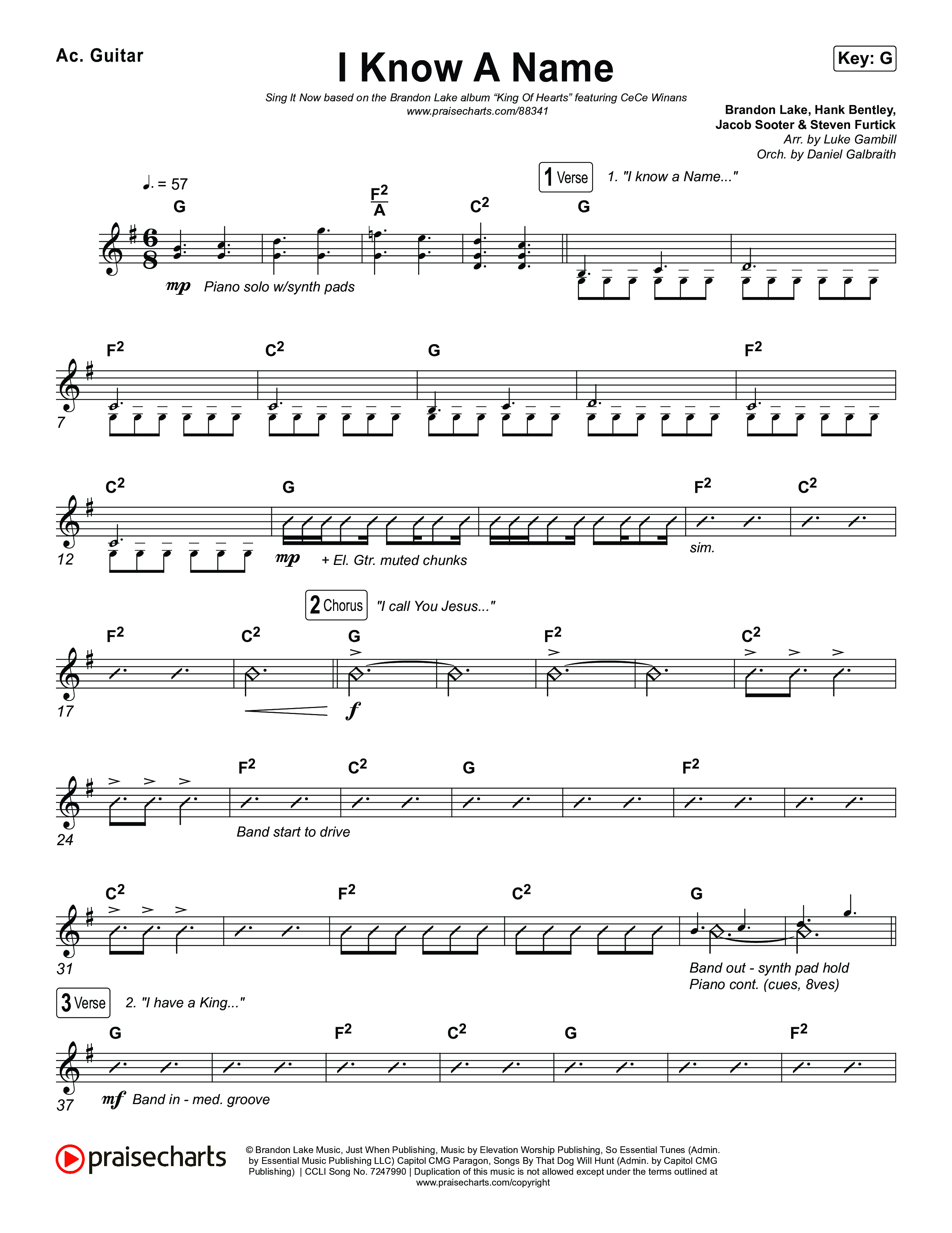 I Know A Name (Sing It Now) Acoustic Guitar (Brandon Lake / CeCe Winans)