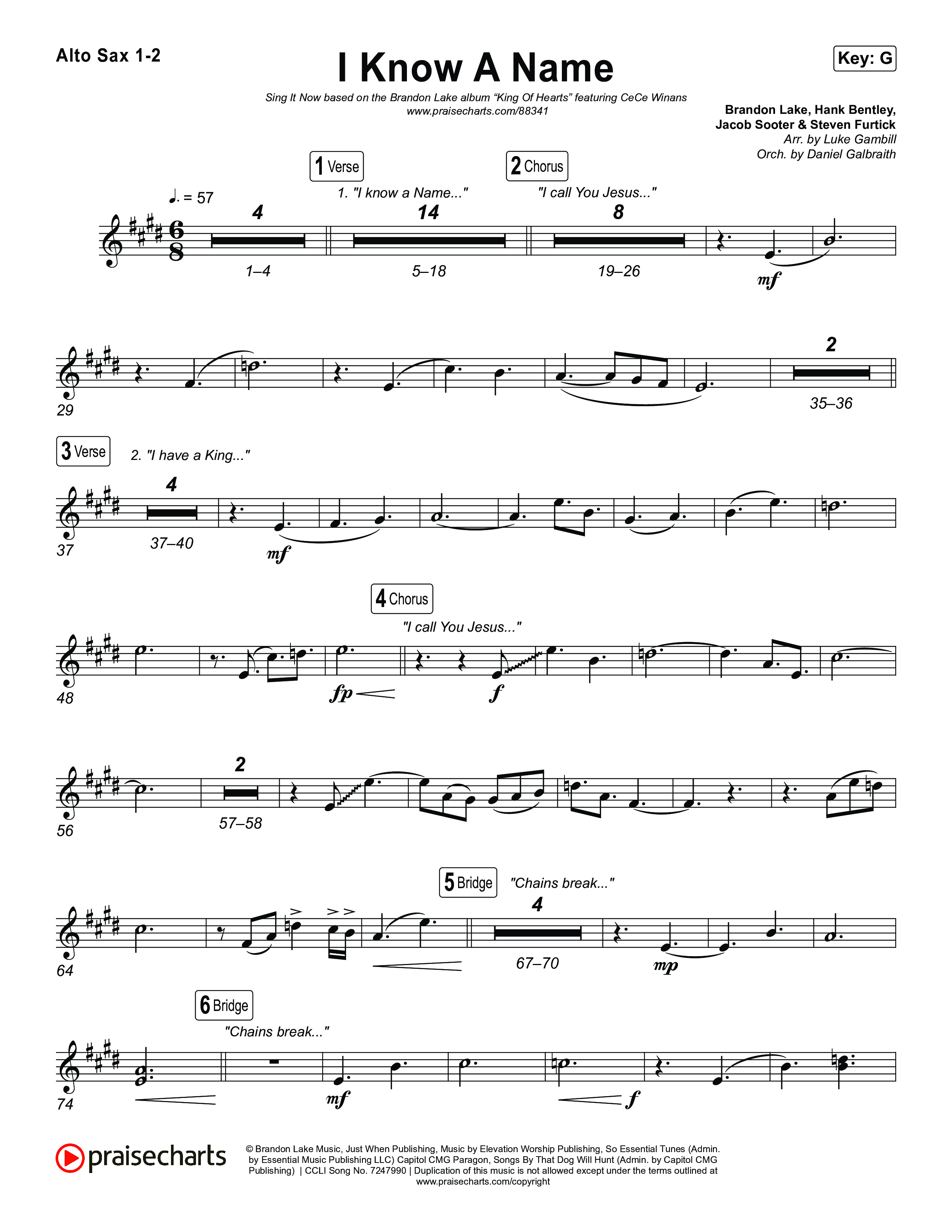 I Know A Name (Sing It Now) Sax Pack (Brandon Lake / CeCe Winans)