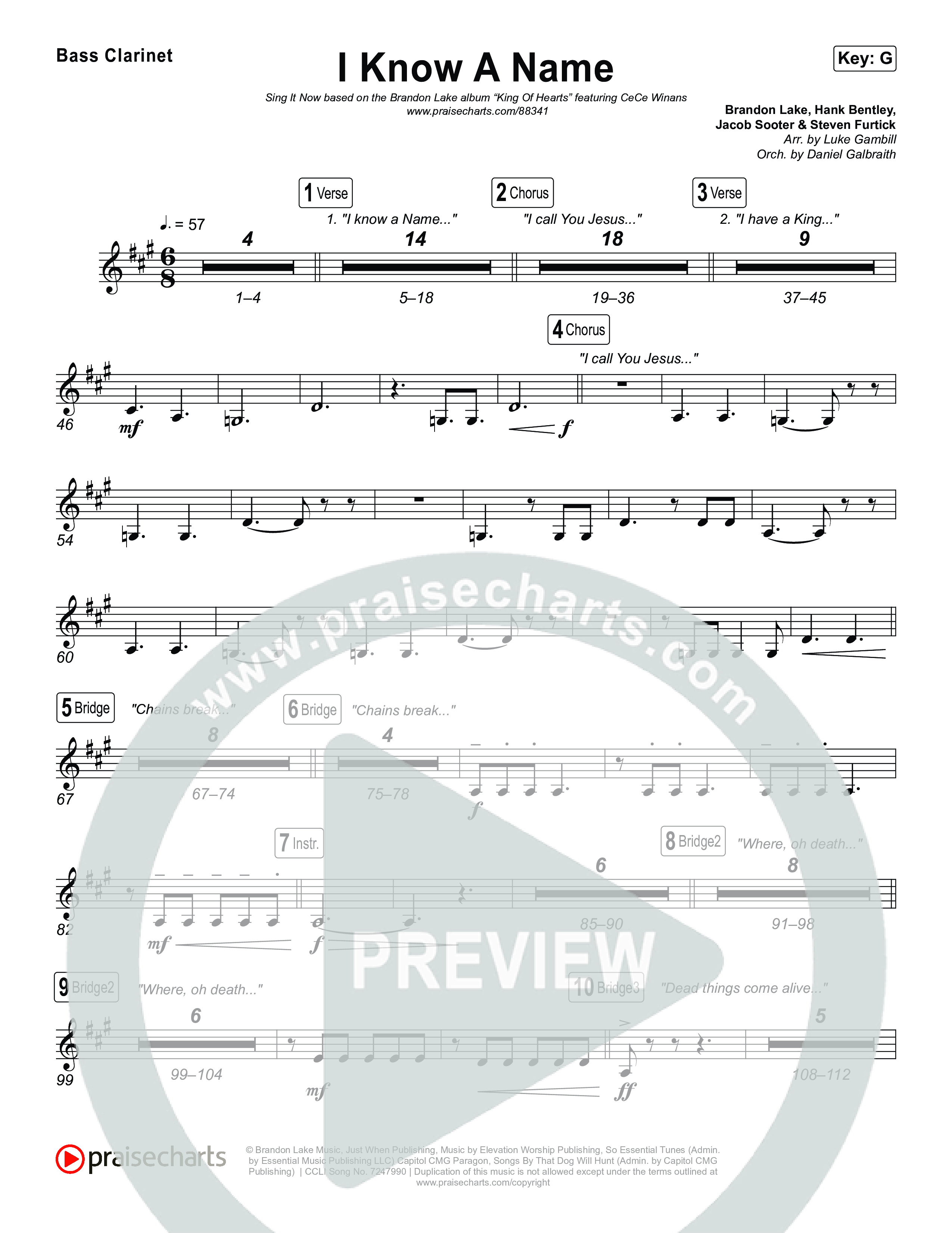 I Know A Name (Sing It Now) Bass Clarinet (Brandon Lake / CeCe Winans)