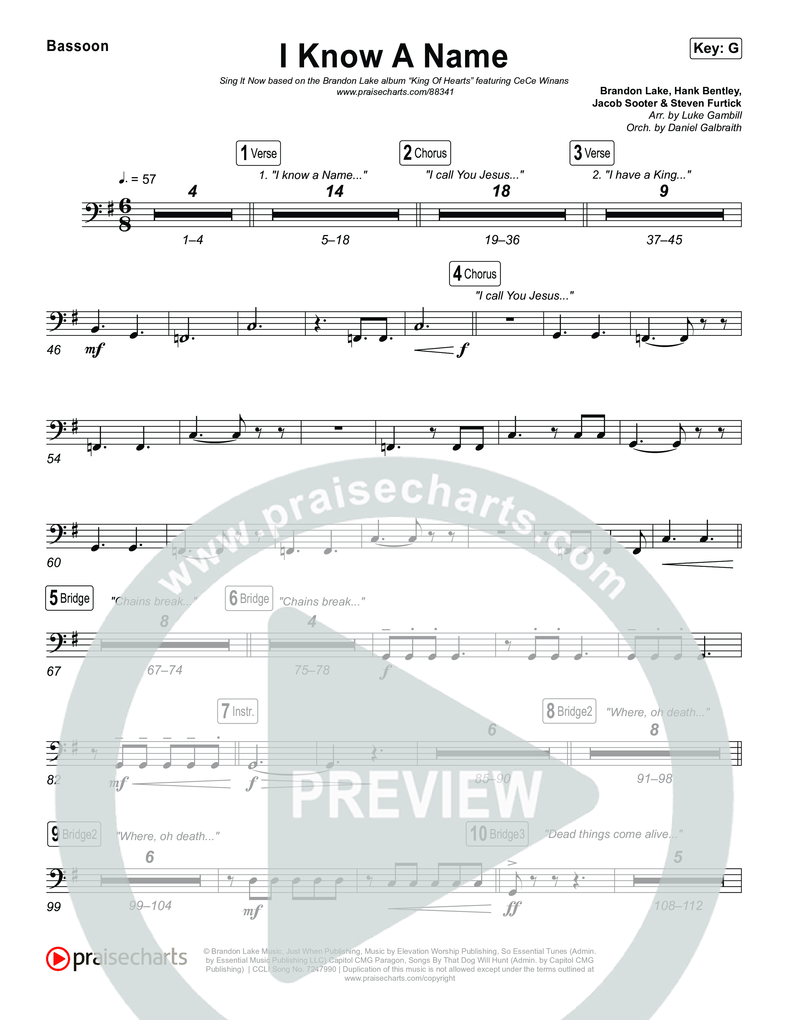 I Know A Name (Sing It Now) Bassoon (Brandon Lake / CeCe Winans)