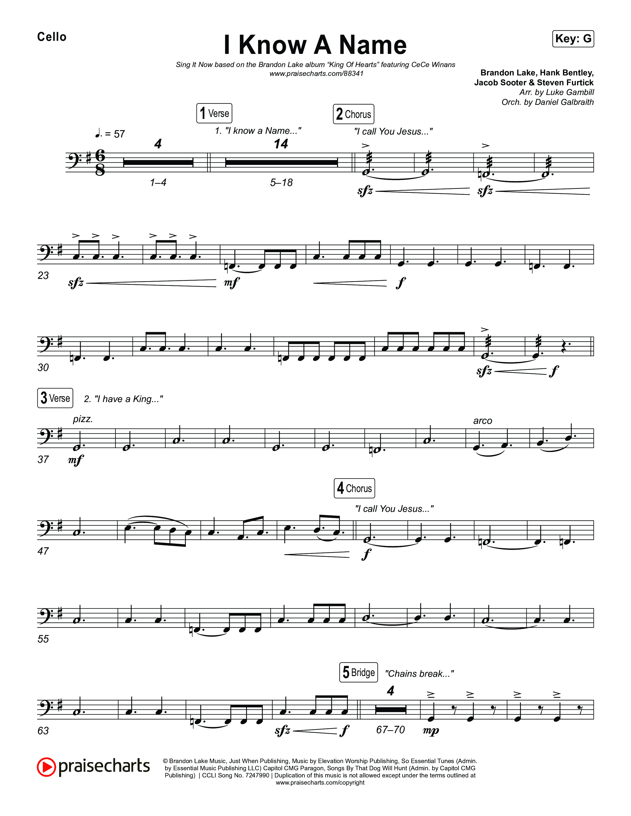 I Know A Name (Sing It Now) Cello (Brandon Lake / CeCe Winans)