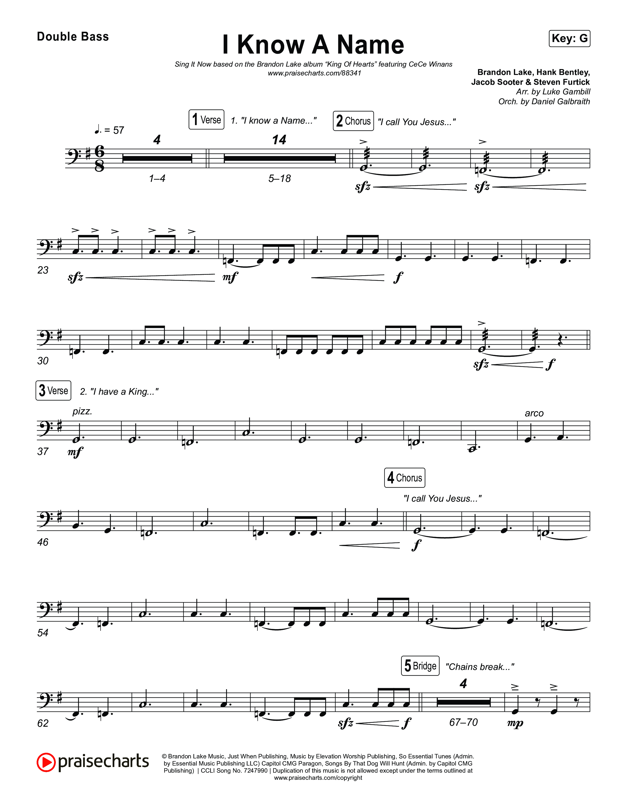 I Know A Name (Sing It Now) Double Bass (Brandon Lake / CeCe Winans)