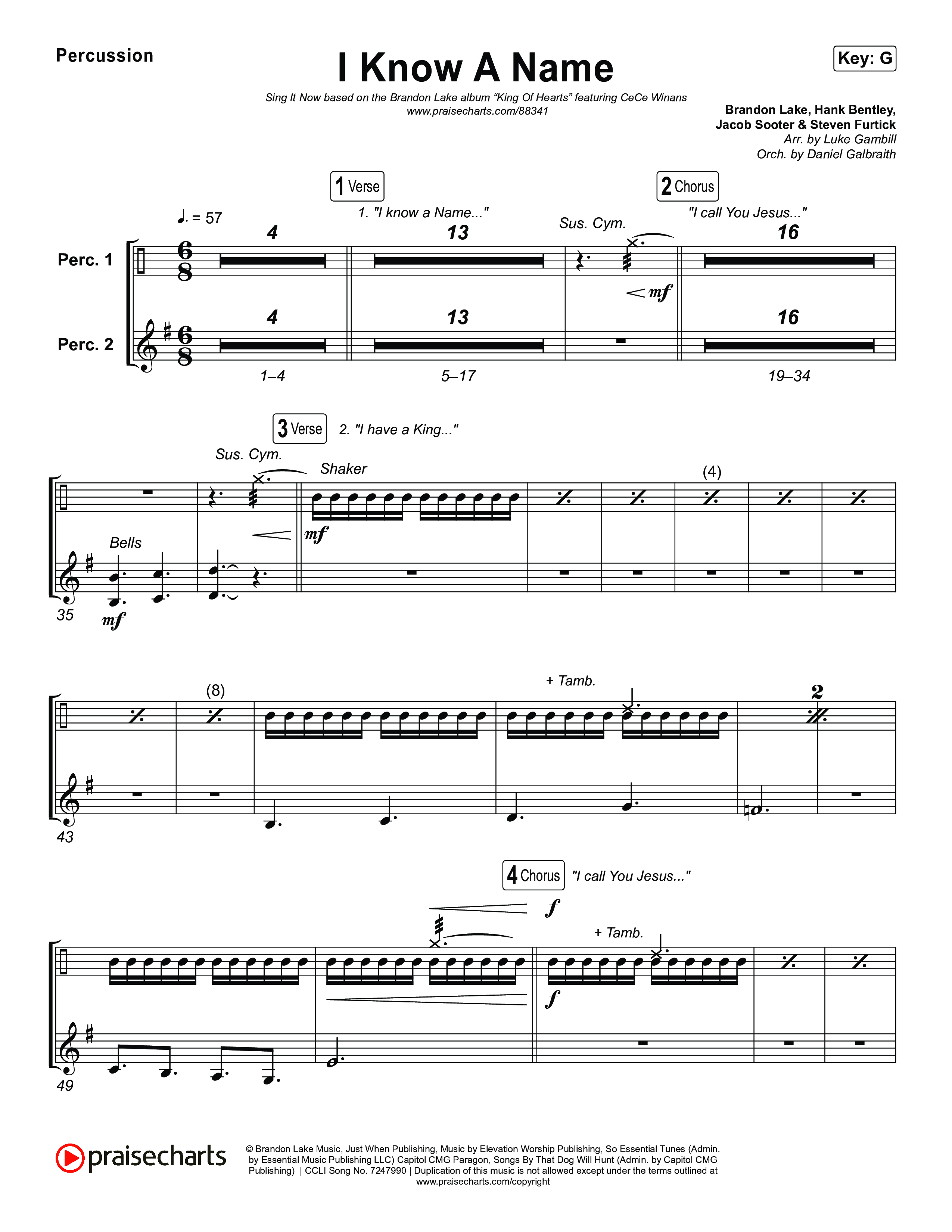 I Know A Name (Sing It Now) Percussion (Brandon Lake / CeCe Winans)