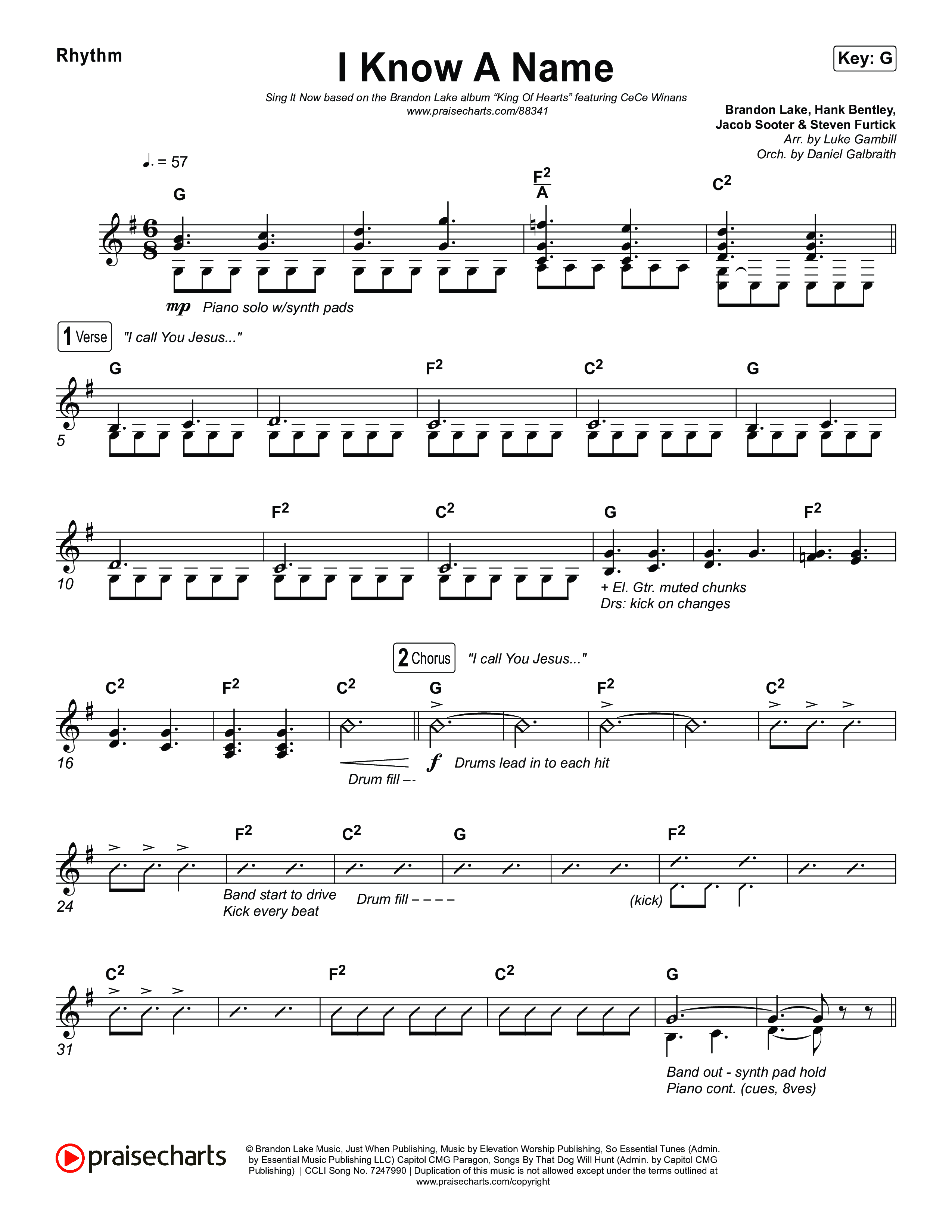 I Know A Name (Sing It Now) Rhythm Pack (Brandon Lake / CeCe Winans)