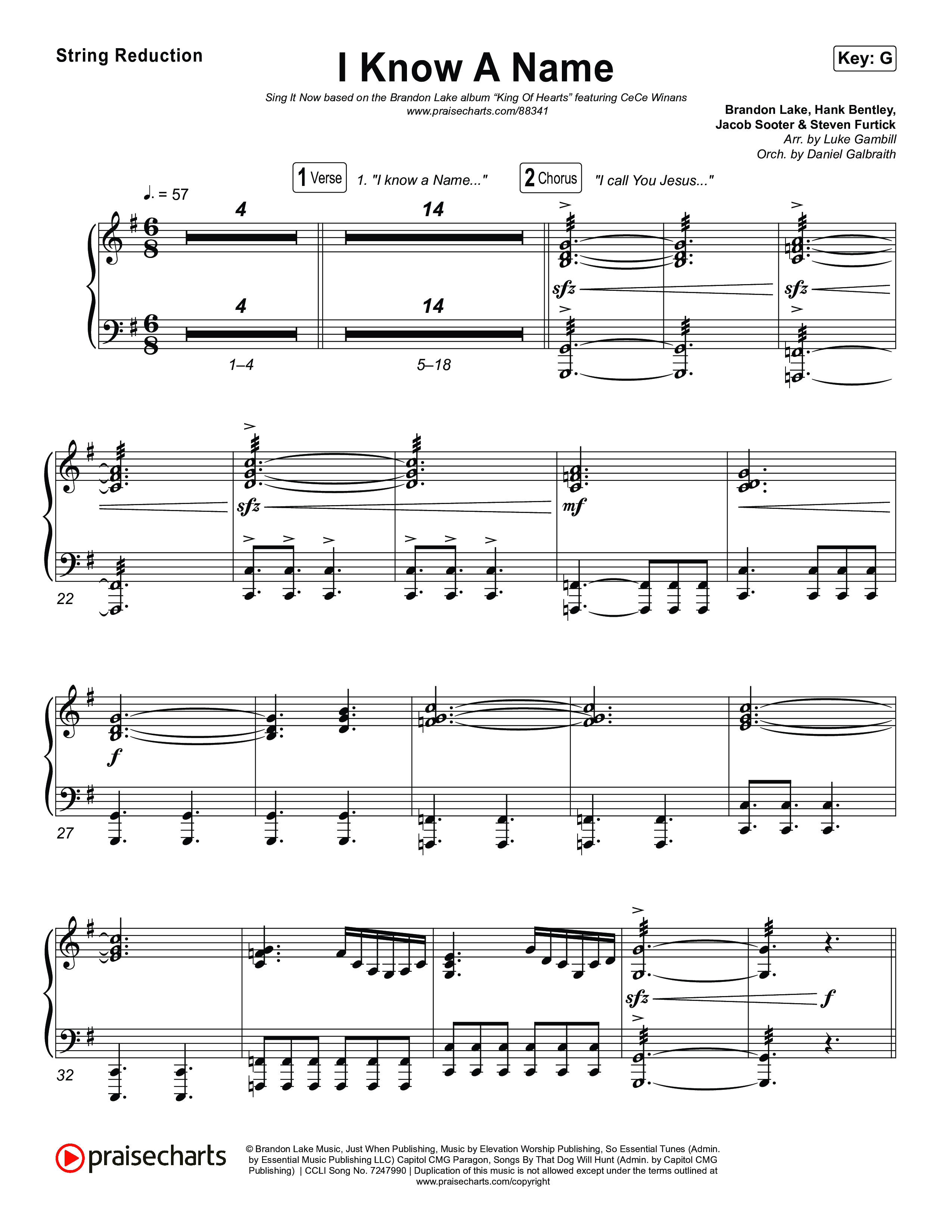 I Know A Name (Sing It Now) String Reduction (Brandon Lake / CeCe Winans)